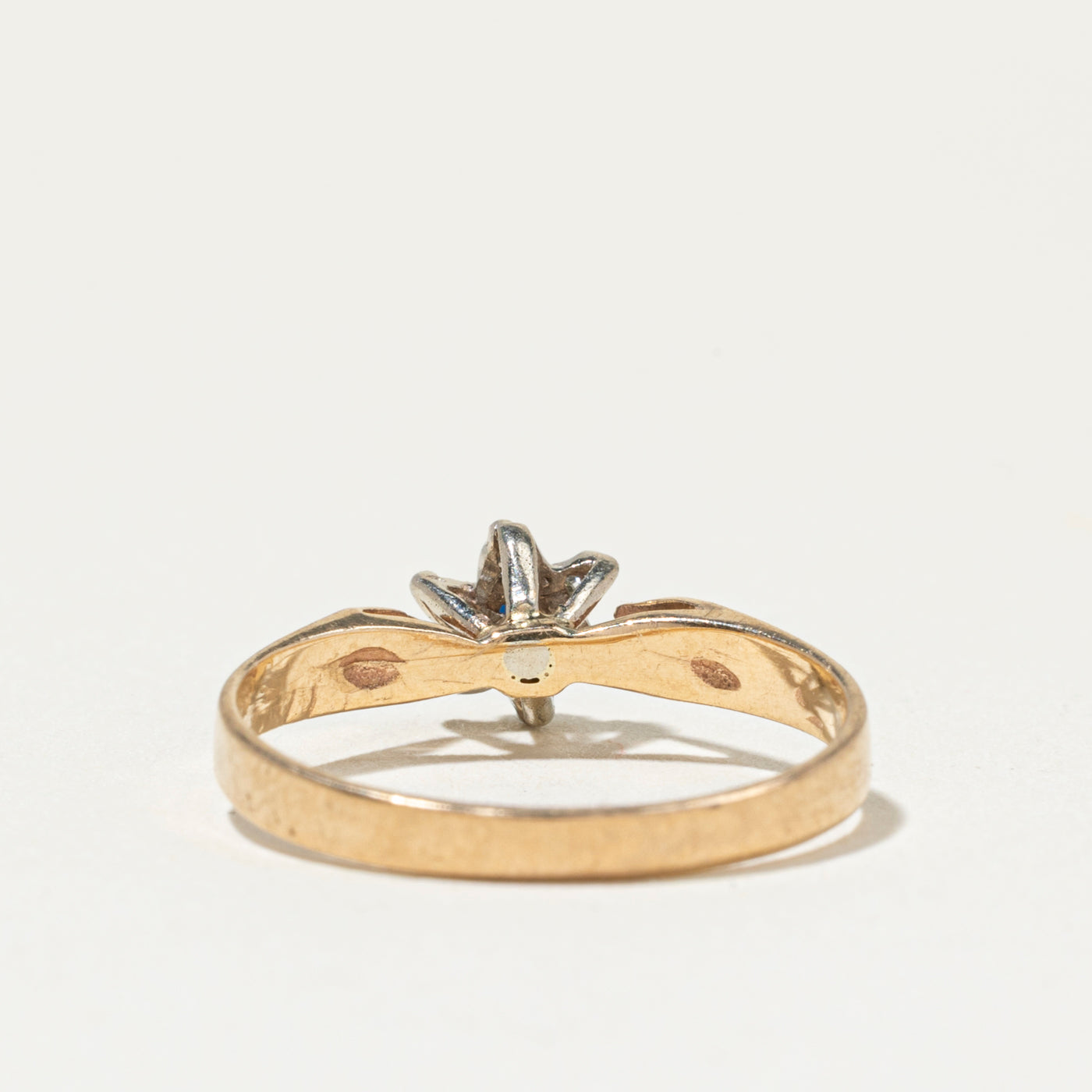 Bague conique inversée en forme de pétale, saphir et diamant | Taille 4,75