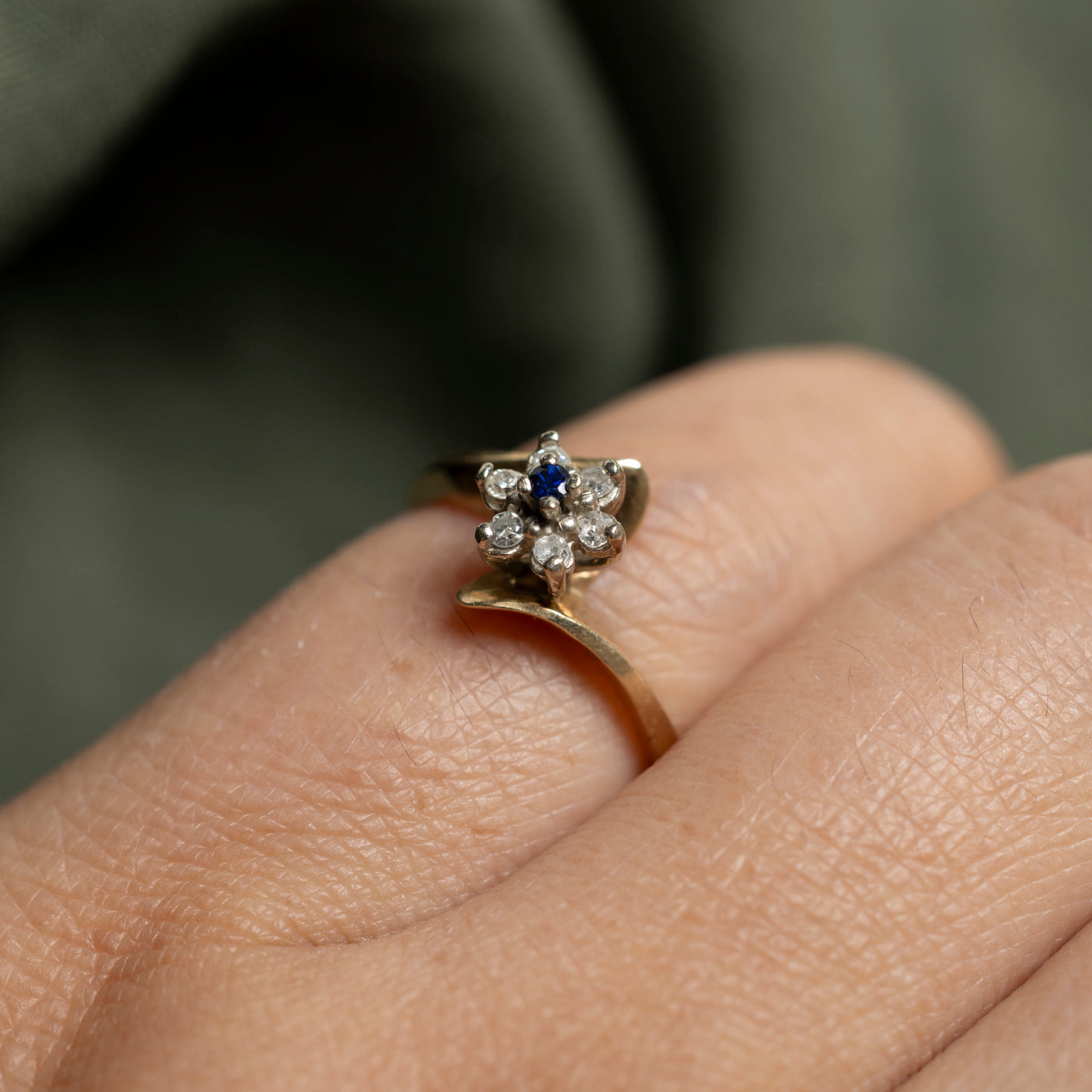 Sapphire & Diamond Petal Bypass Ring | SZ 4.75