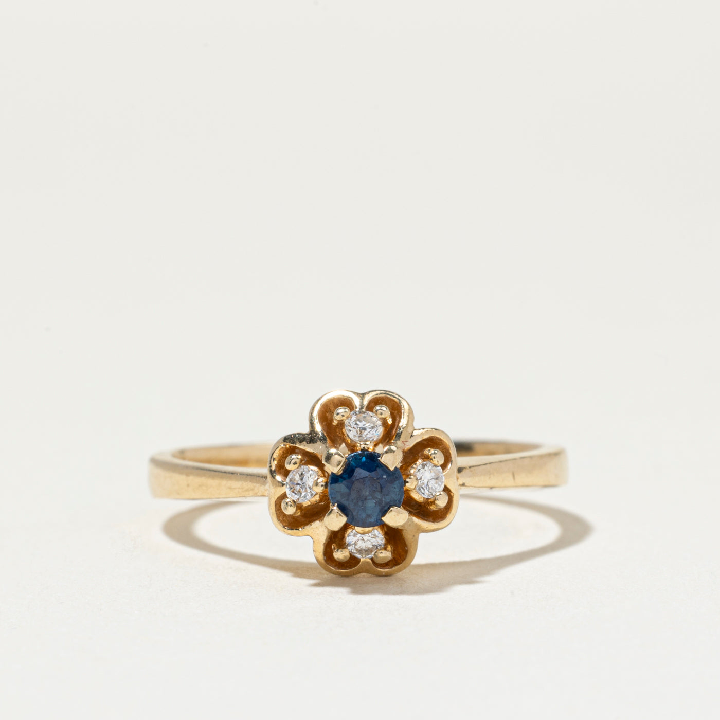 Sapphire & Diamond Flower Ring | SZ 5.5