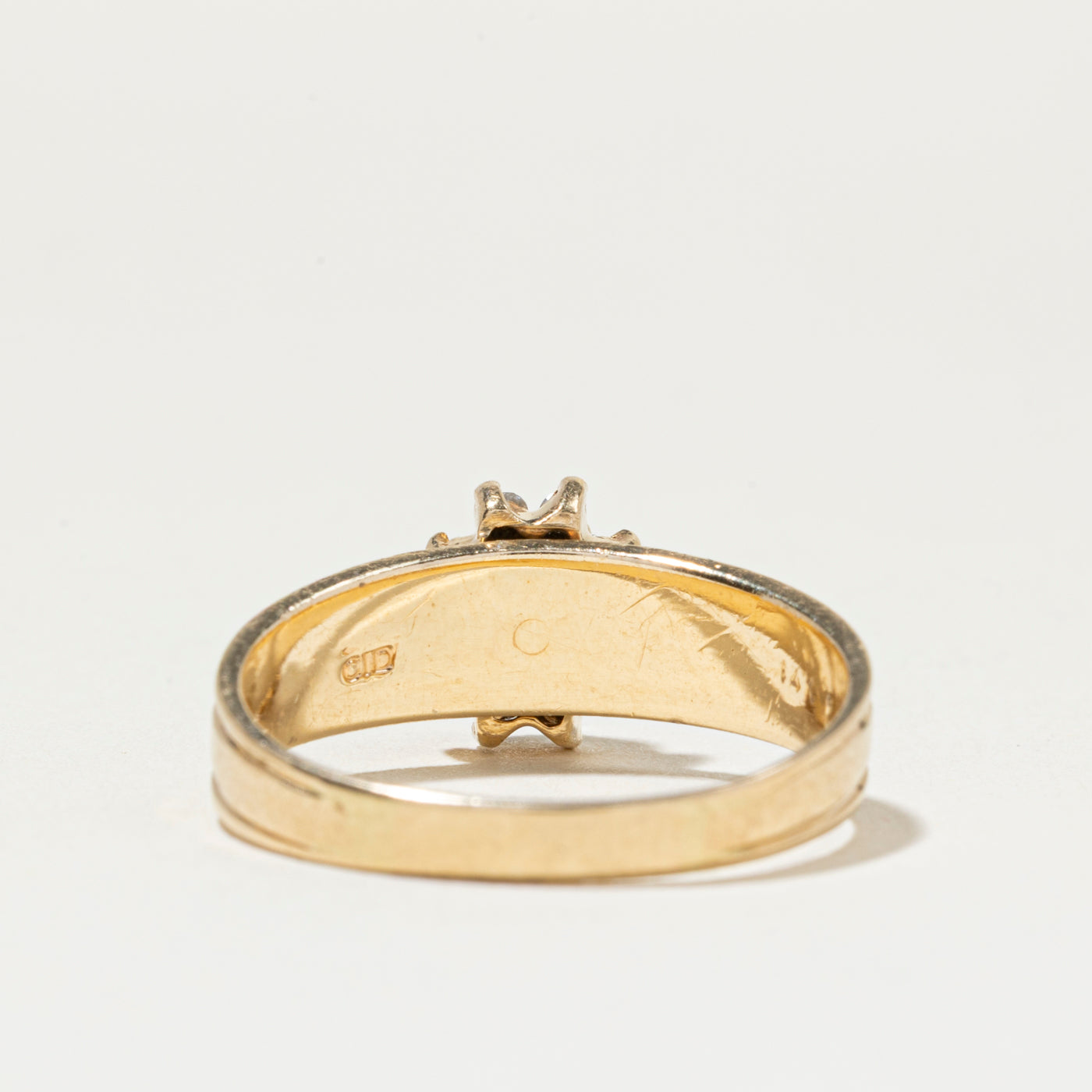 Bague rainurée en forme de pétale avec saphir et diamant | Taille 7,25