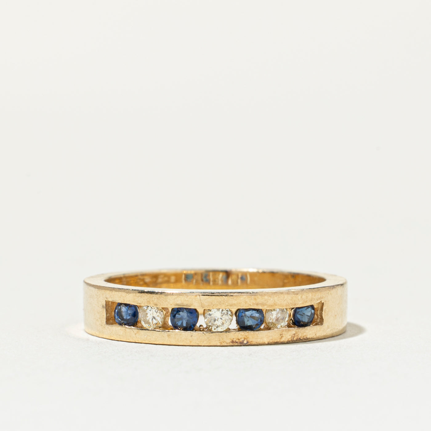 Semi Eternity Channel Set Diamond & Sapphire Band | SZ 4.5