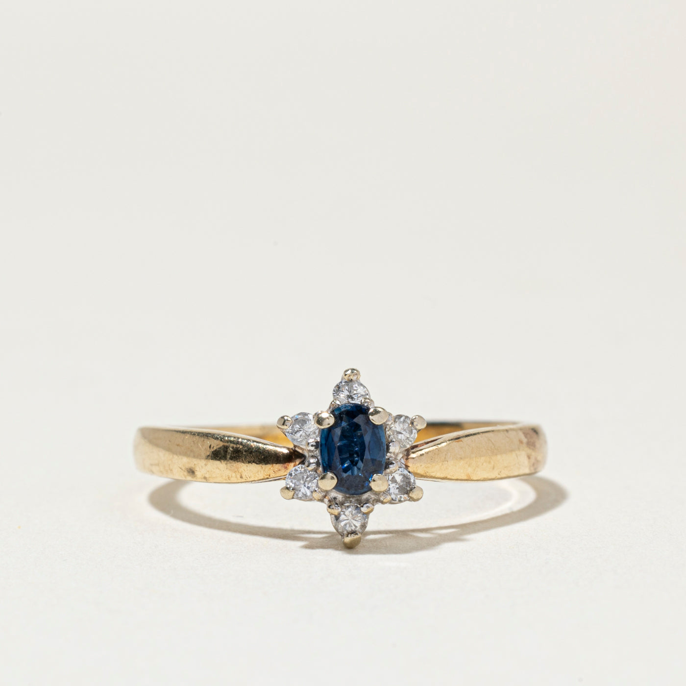 Sapphire & Diamond Petal Halo Ring | SZ 6.5