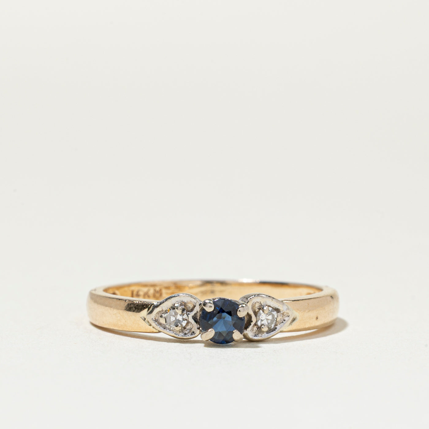 Bague en saphir et diamants avec cœur | Taille 6