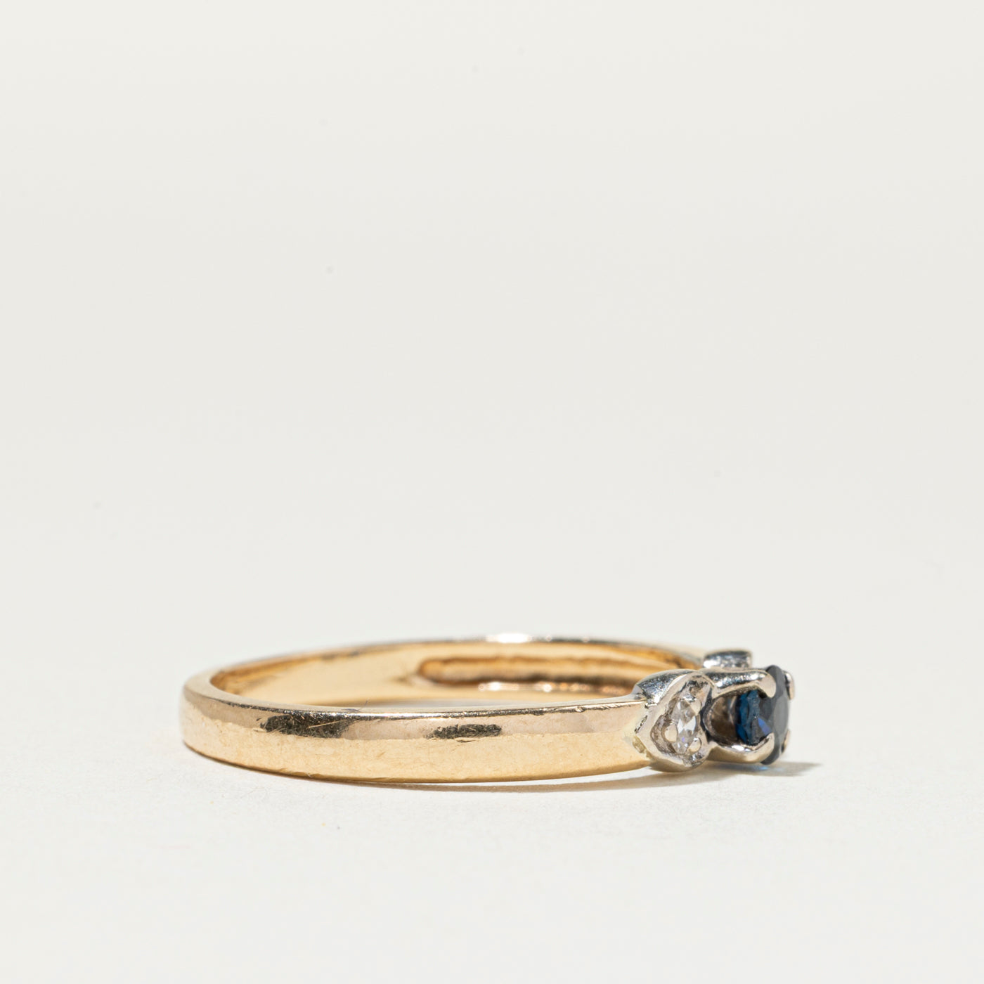 Bague en saphir et diamants avec cœur | Taille 6