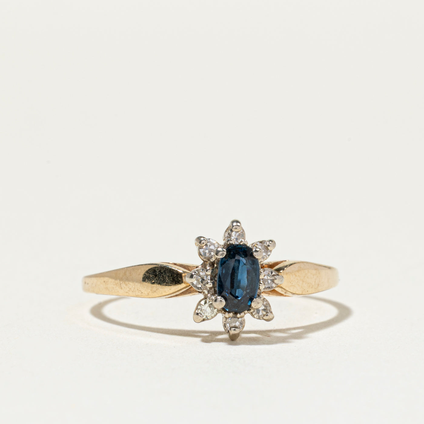 Sapphire & Diamond Petal Halo Ring | SZ 6.5