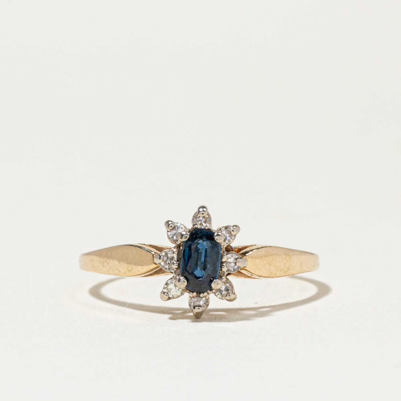 Sapphire & Diamond Petal Halo Ring | SZ 6.5