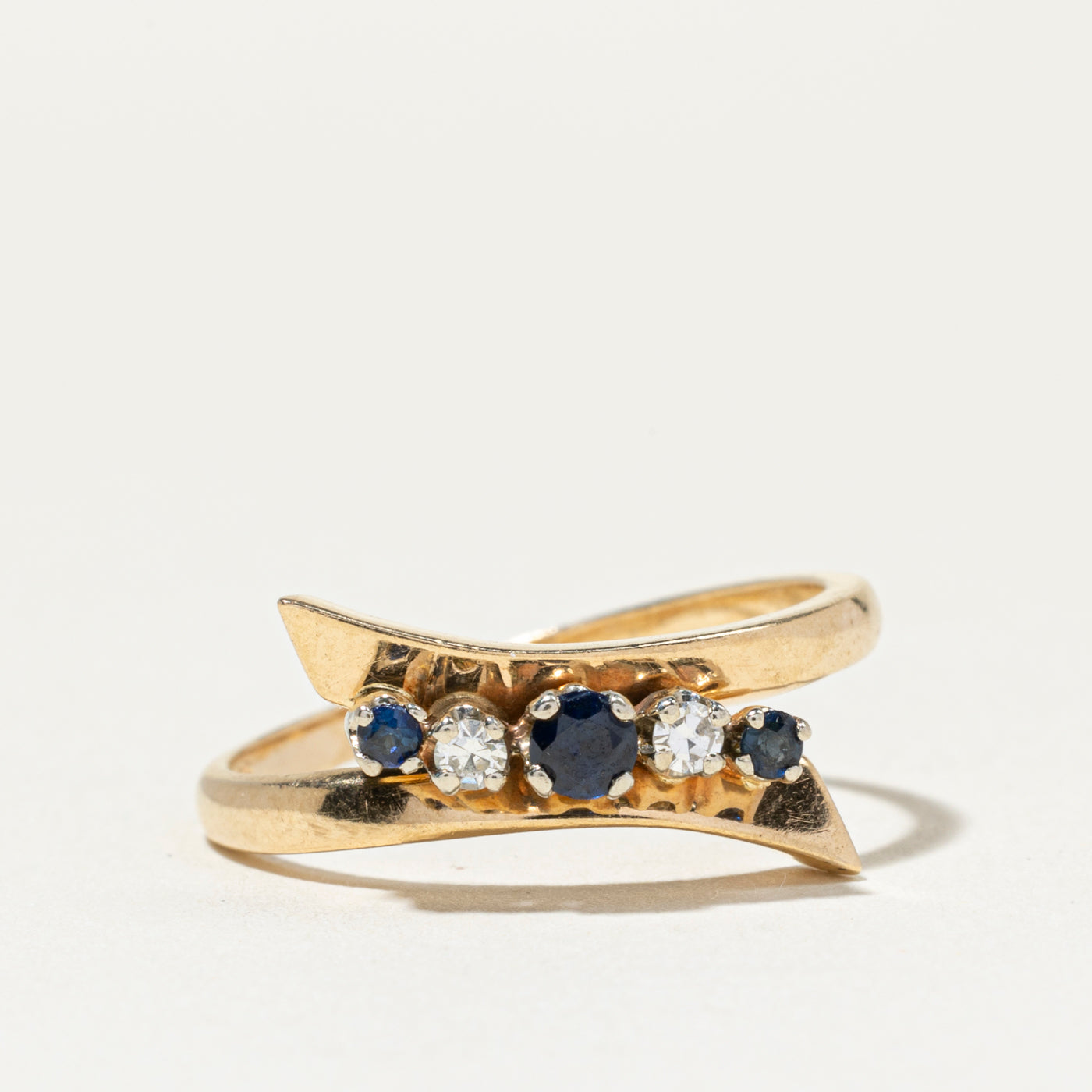 Five Stone Sapphire & Diamond Bypass Ring | SZ 7.5