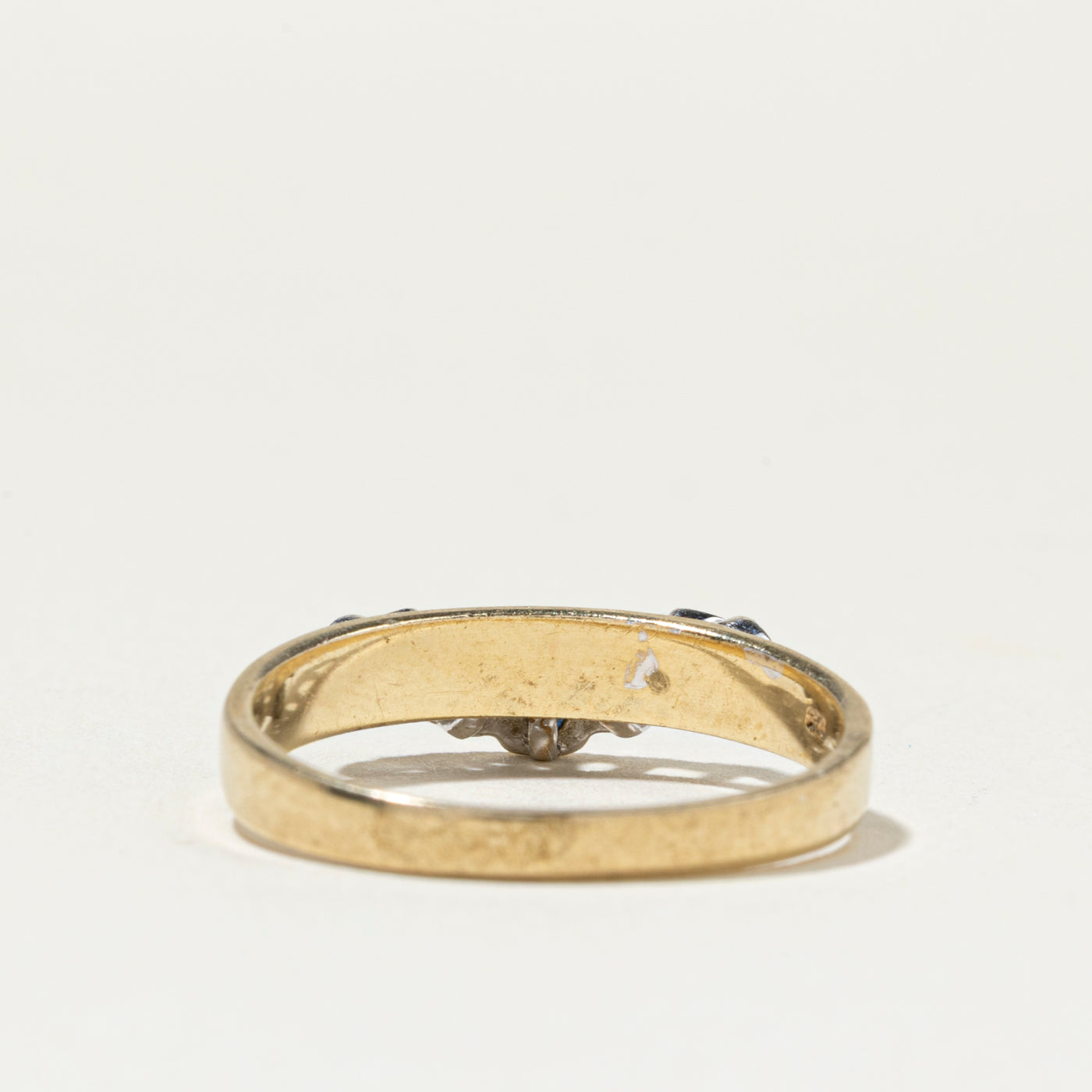 Two Tone Five Stone Sapphire & Diamond Contour Ring | SZ 6.5