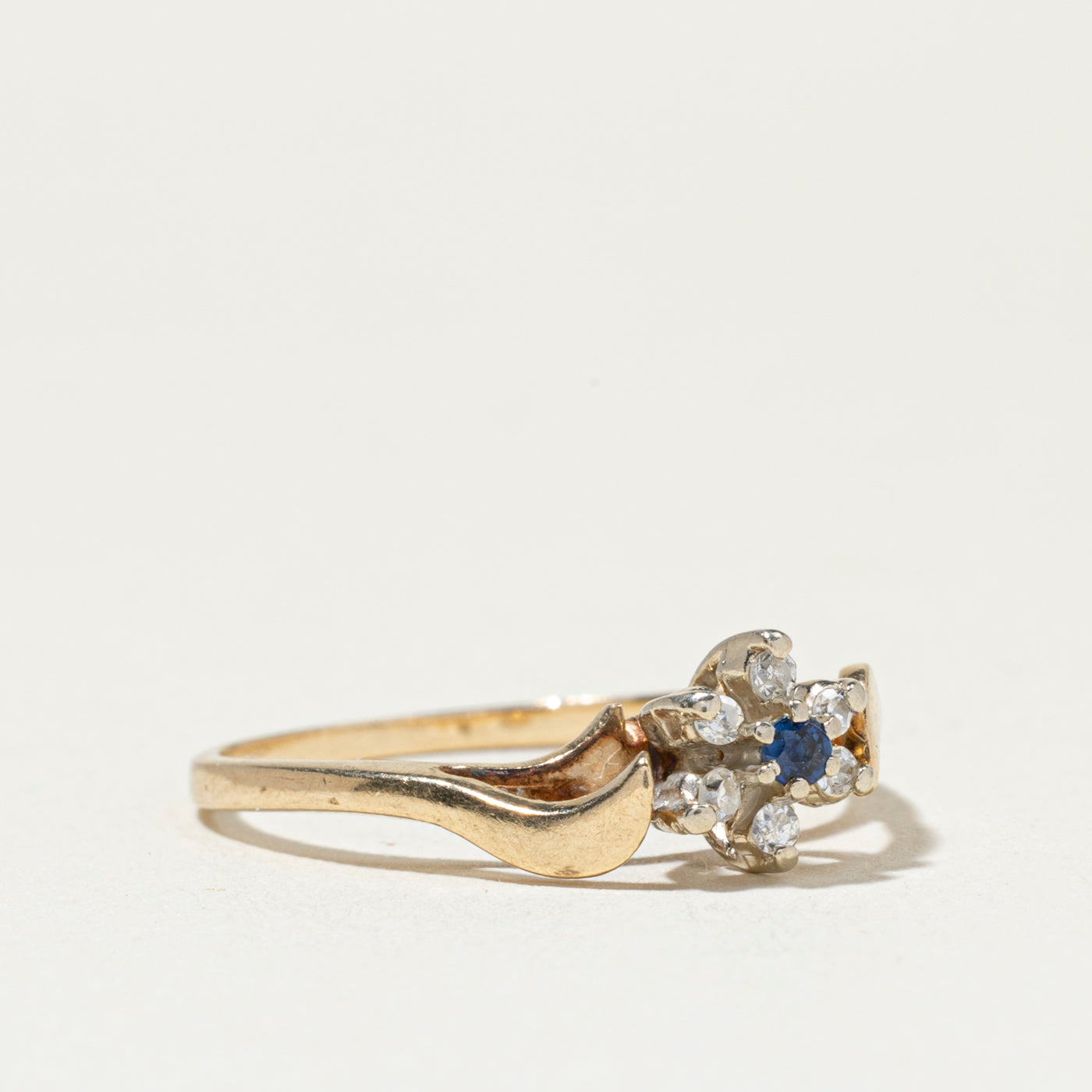 Sapphire & Diamond Petal Bypass Ring | SZ 5.5
