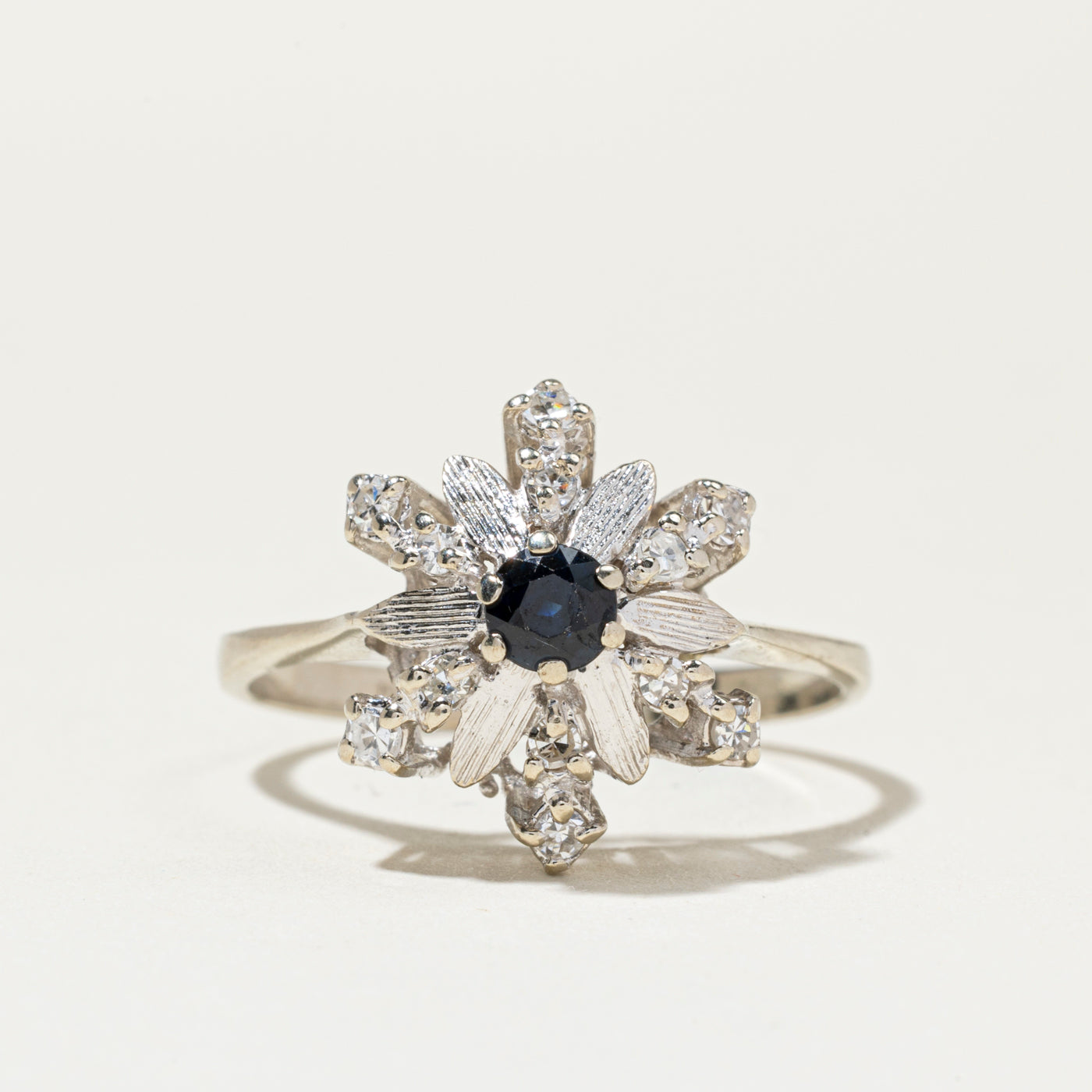 Sapphire & Diamond Snowflake Ring | SZ 11