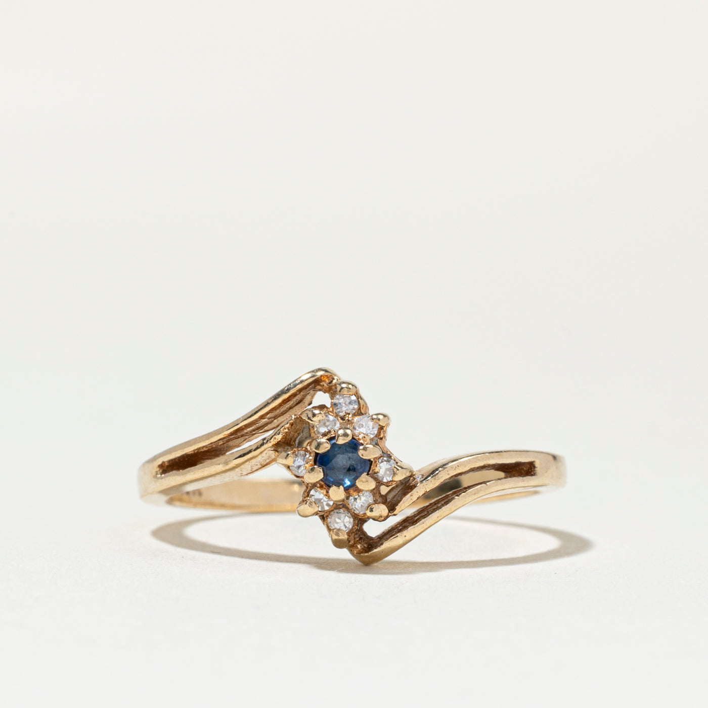 Diamond & Sapphire Petal Bypass Ring | SZ 6.75