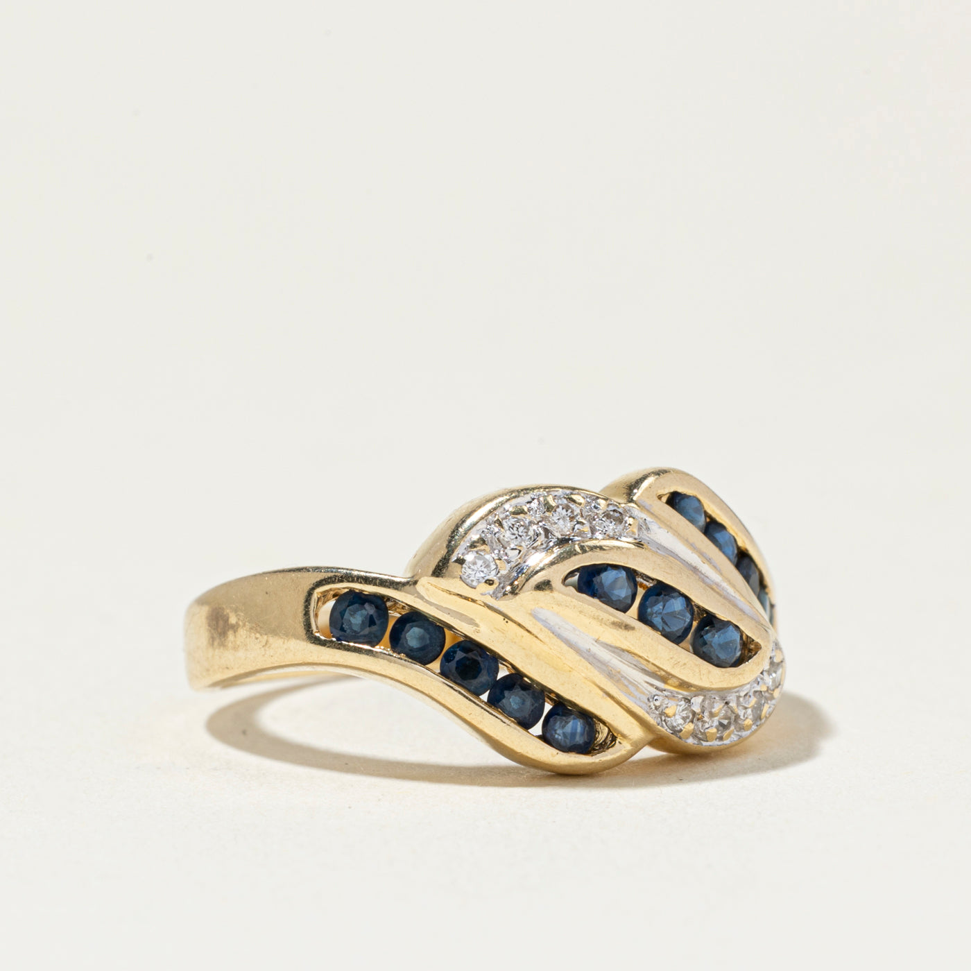 Sapphire & Diamond Triple Wave Ring | SZ 5.75