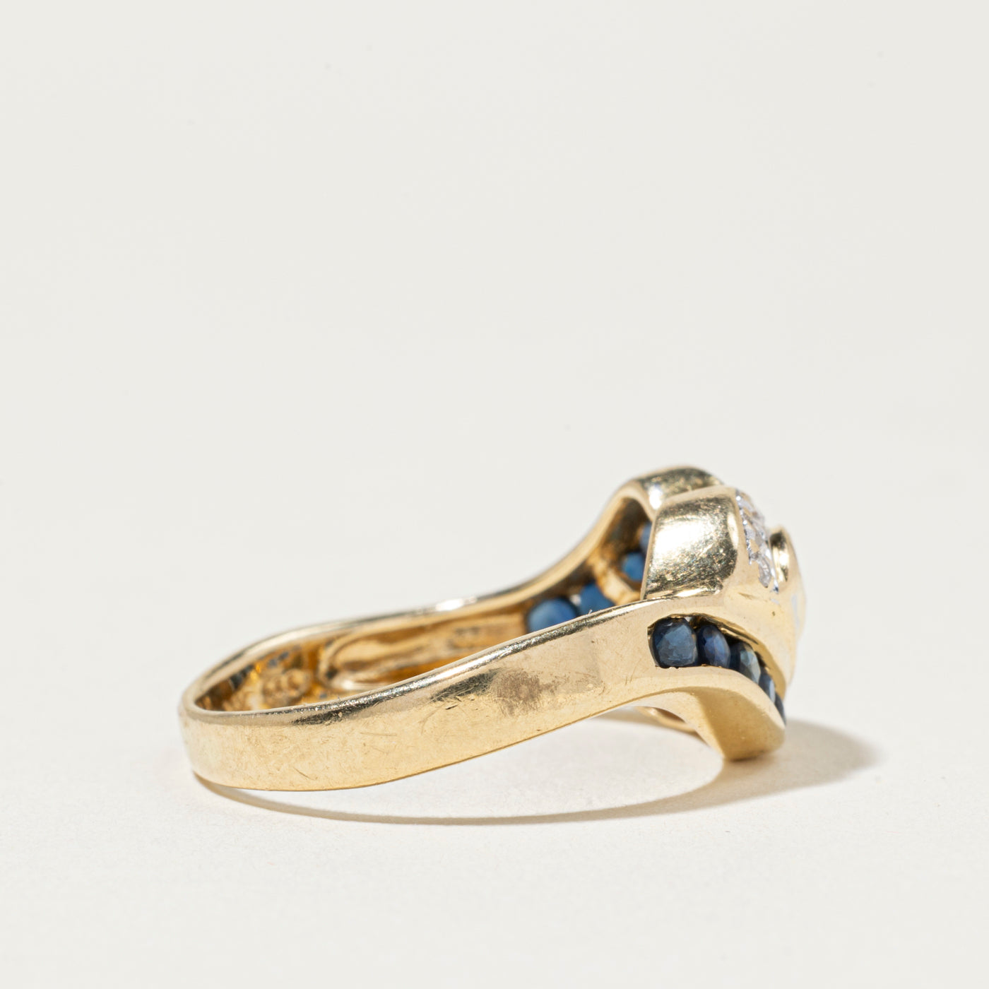 Sapphire & Diamond Triple Wave Ring | SZ 5.75