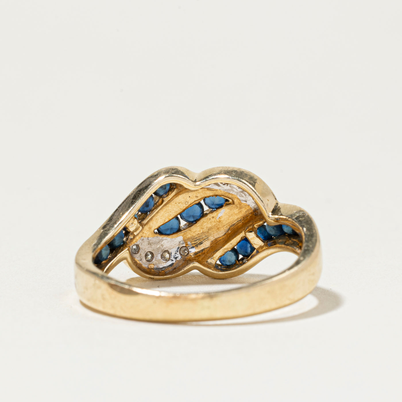 Sapphire & Diamond Triple Wave Ring | SZ 5.75