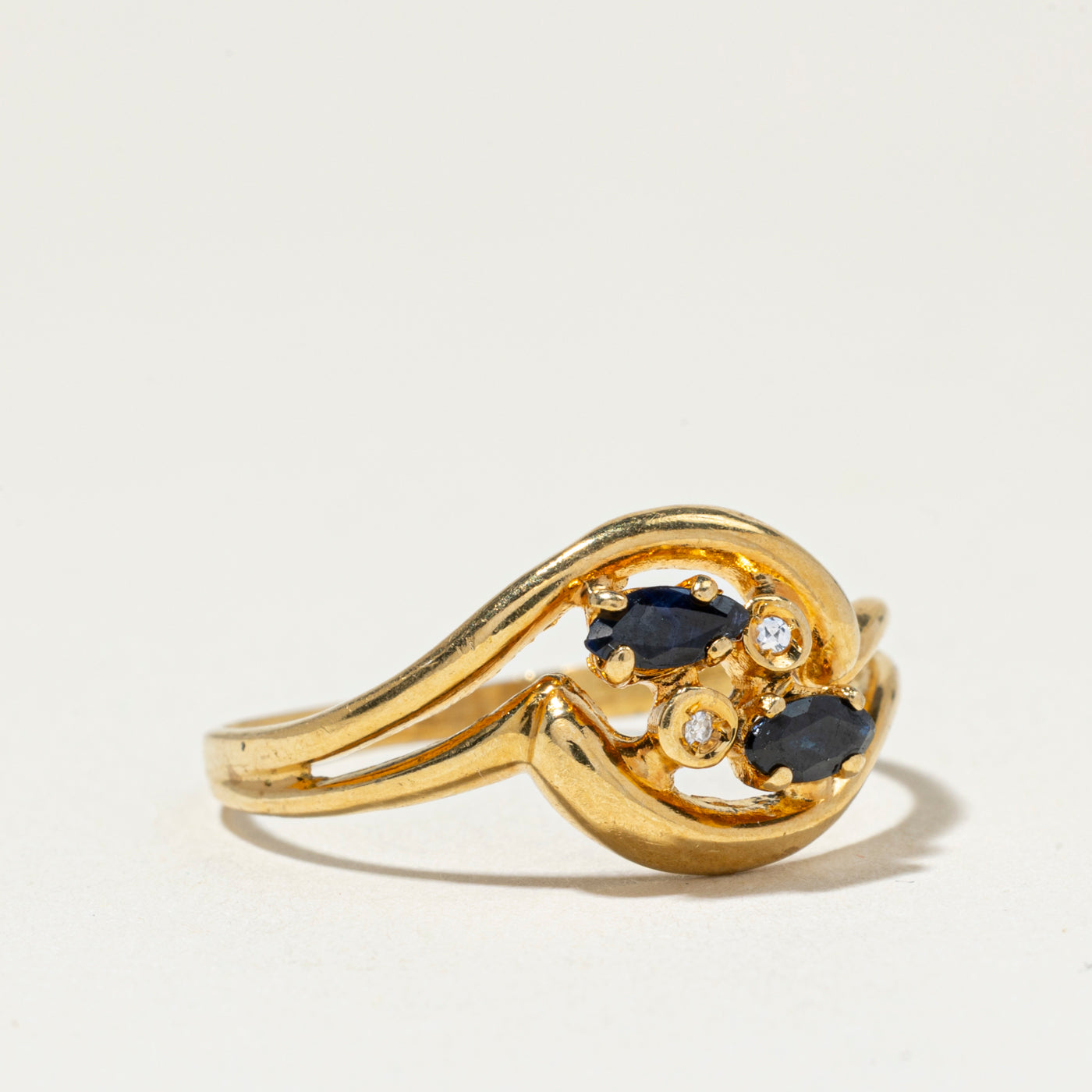 18k Sapphire & Diamond Cluster Openwork Ring | SZ 8