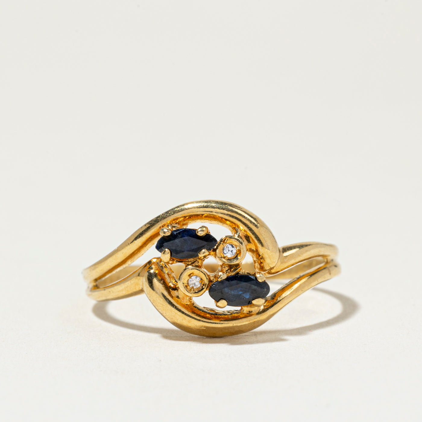 18k Sapphire & Diamond Cluster Openwork Ring | SZ 8