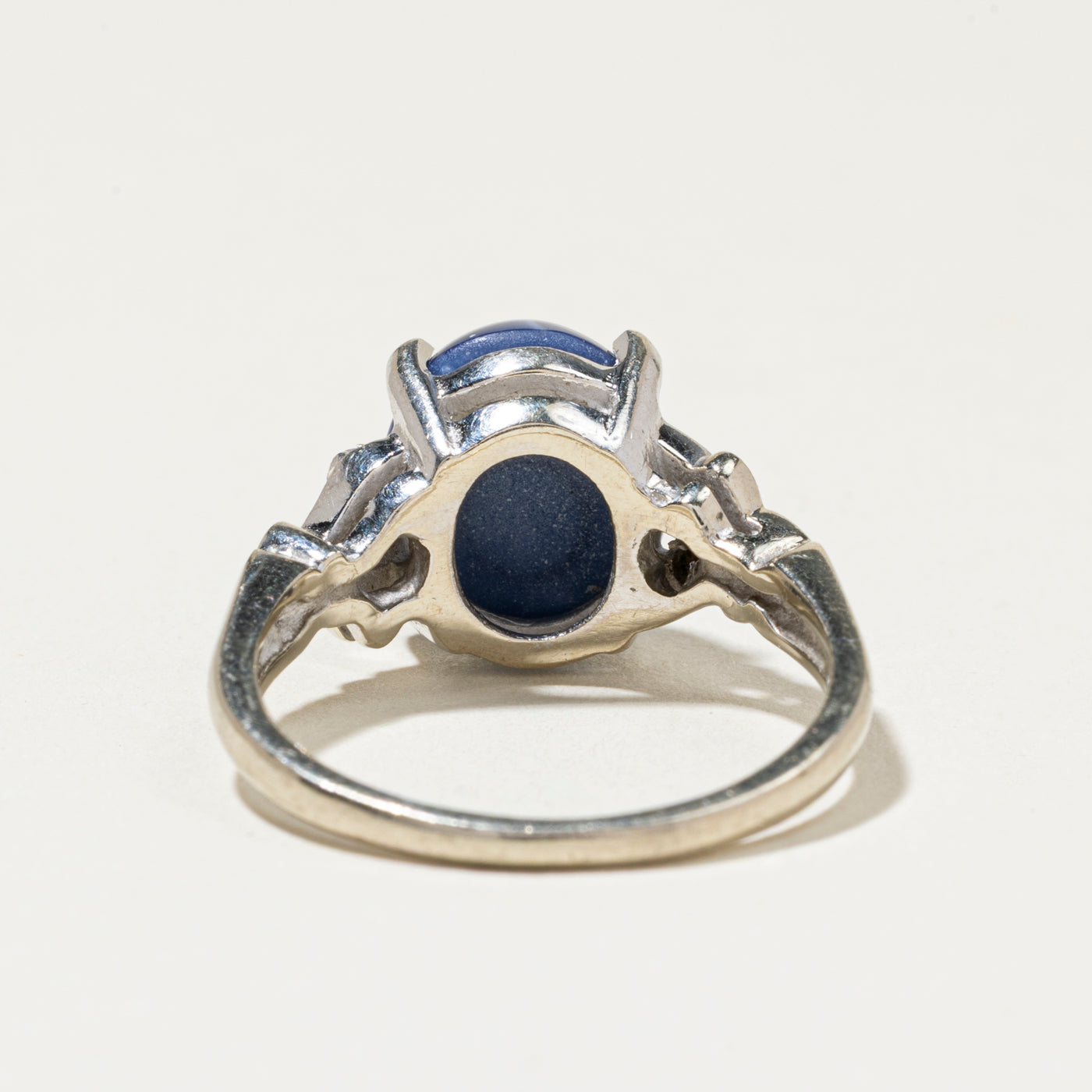 Bague en saphir étoilé synthétique et diamants | Taille 8,5