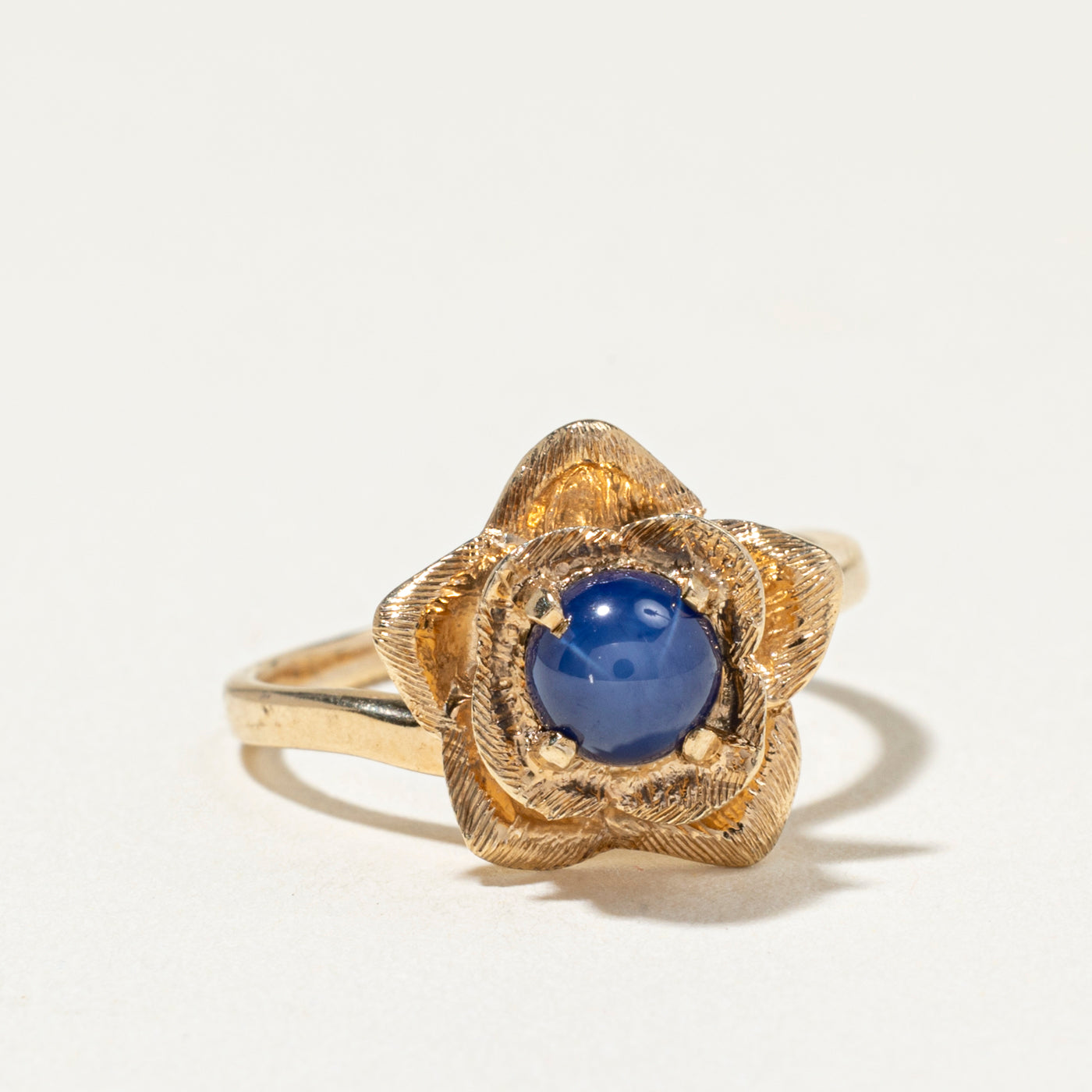Bague fleur en saphir étoilé synthétique | Taille 4,5