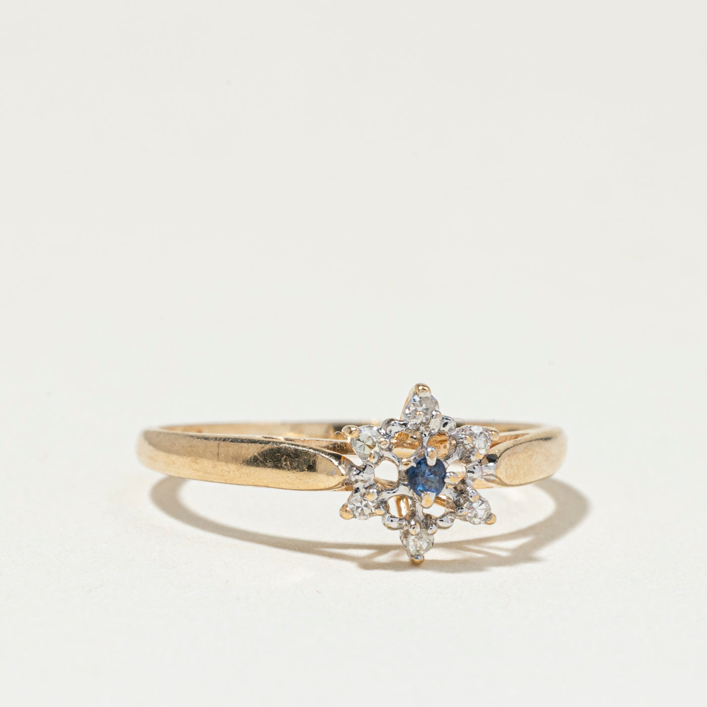 Canadian Sapphire & Diamond Petal Ring | SZ 4.25