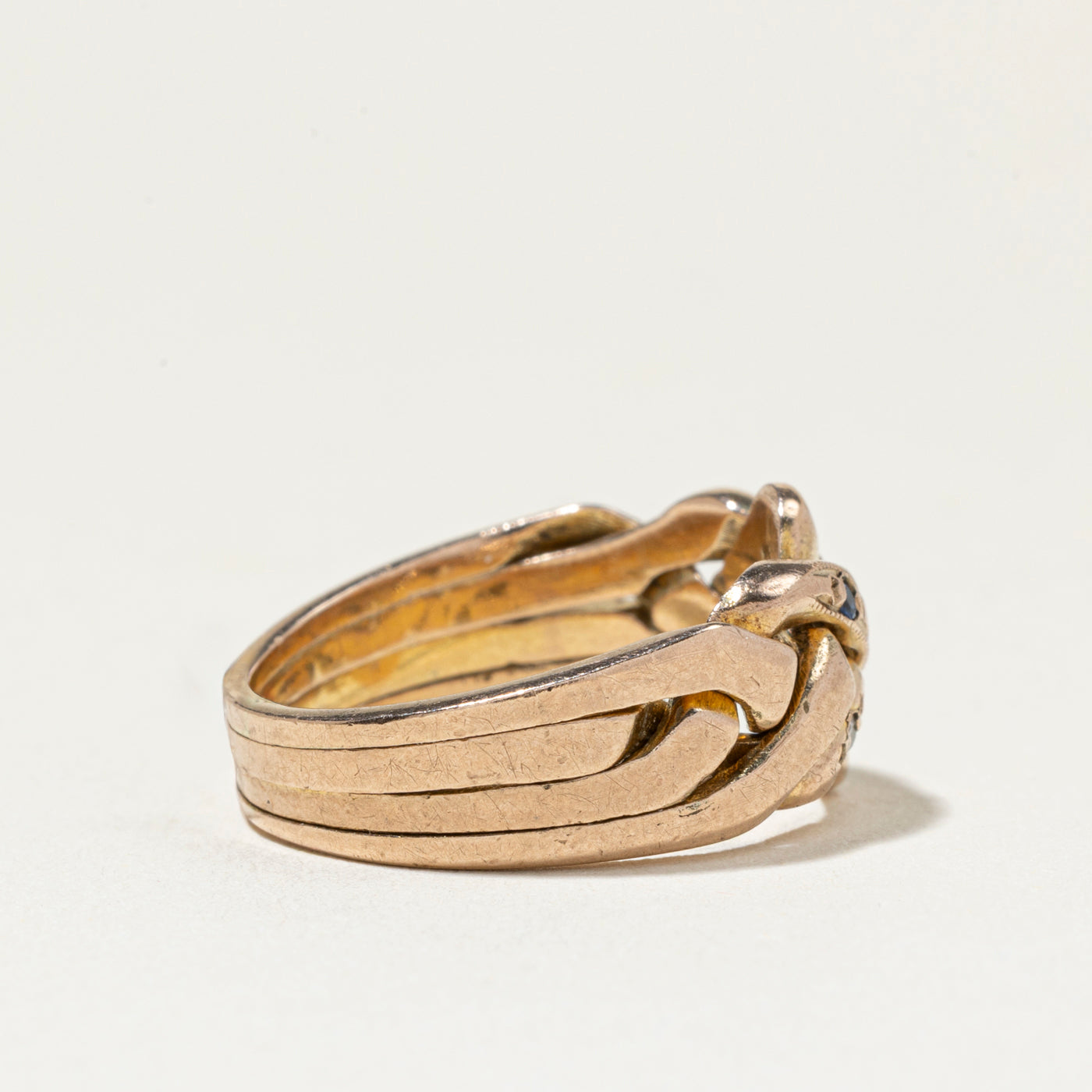 Synthetic Sapphire & Diamond Puzzle Ring | SZ 5