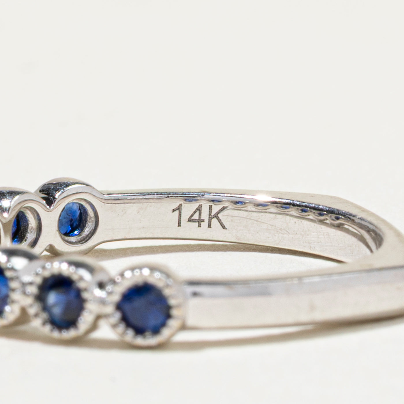 Semi Eternity Bezel Set Synthetic Sapphire Band | SZ 5