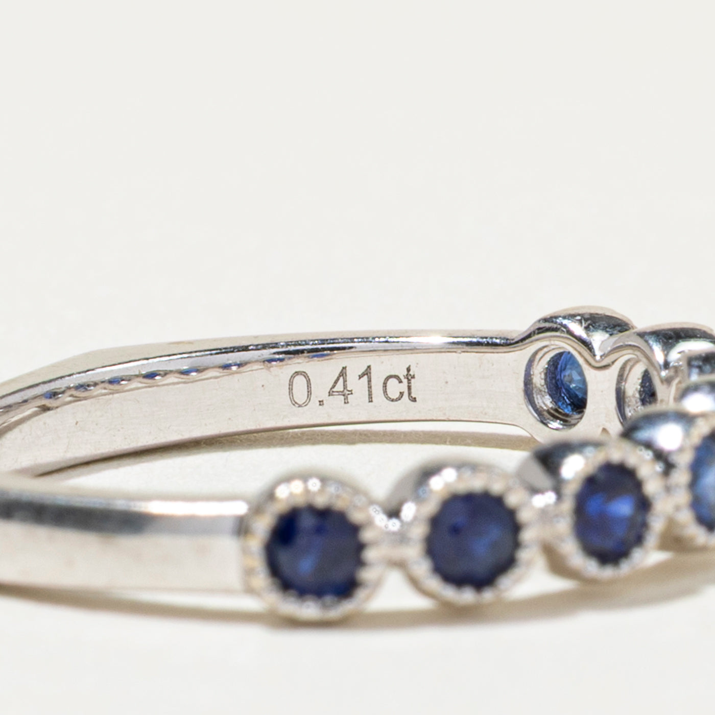 Semi Eternity Bezel Set Synthetic Sapphire Band | SZ 5