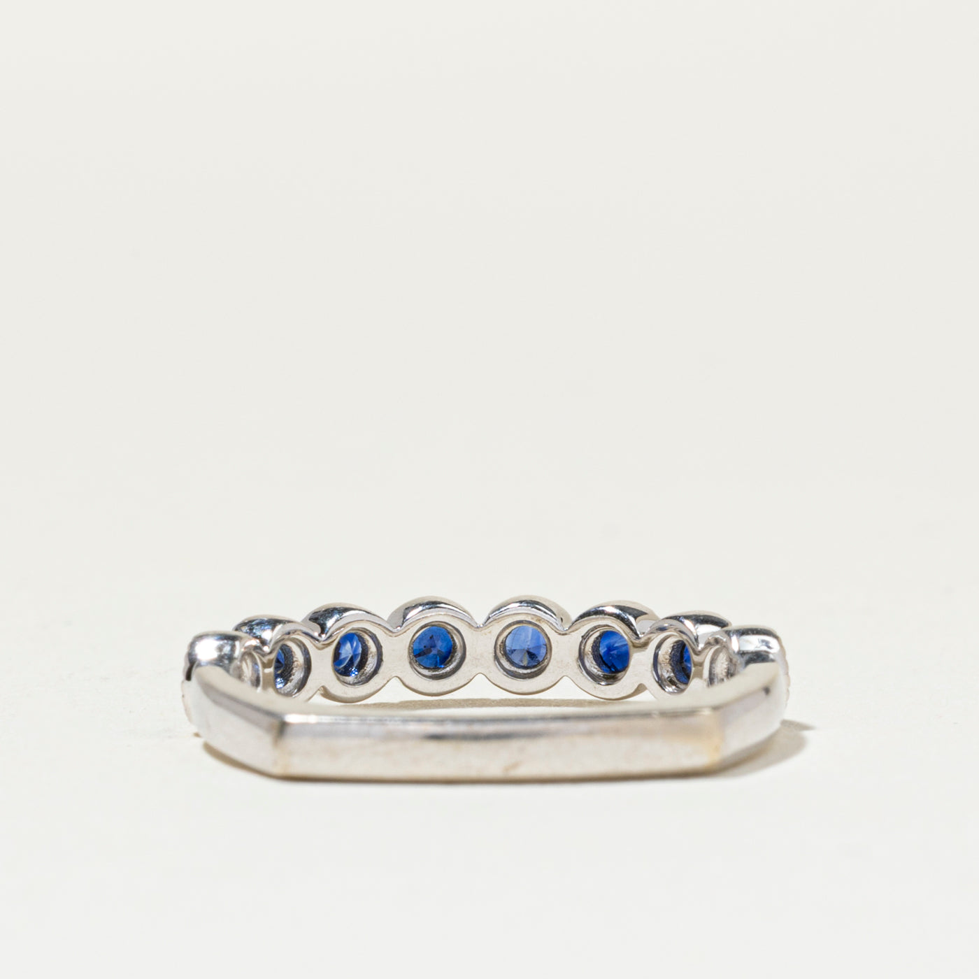 Semi Eternity Bezel Set Synthetic Sapphire Band | SZ 5