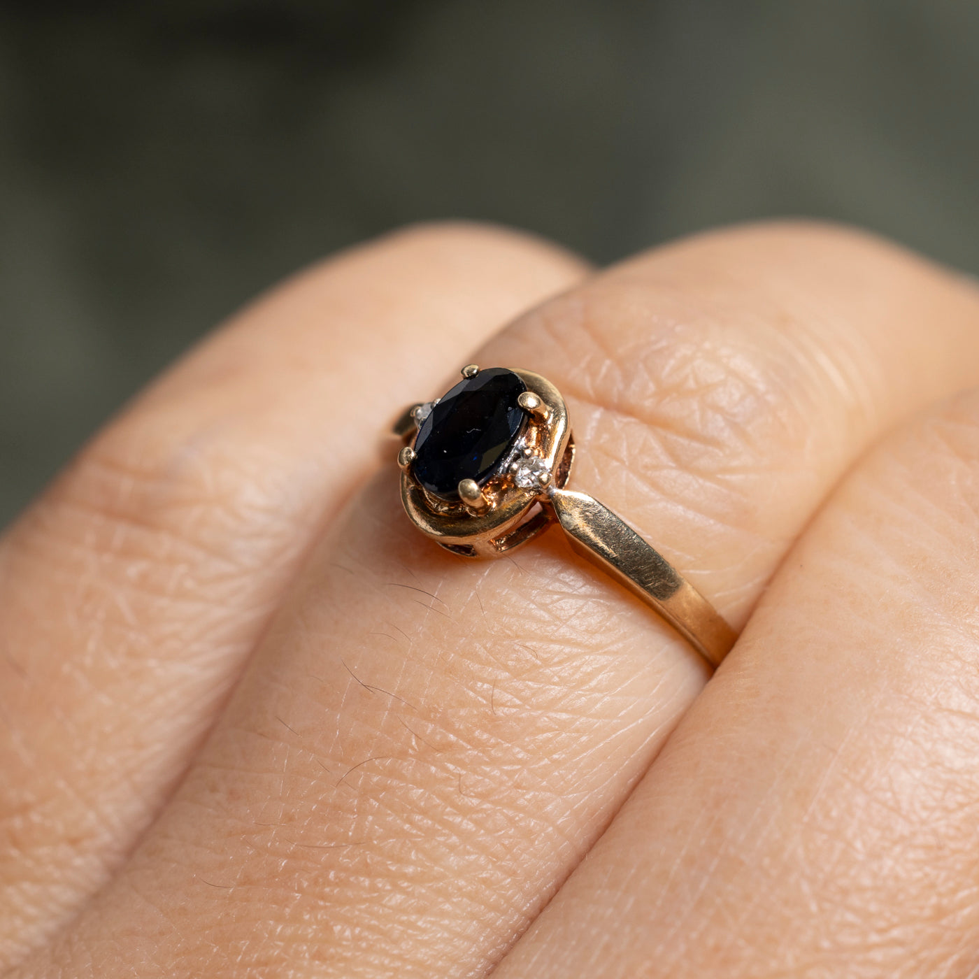 Oval Cut Sapphire & Diamond Accented Ring | SZ 6