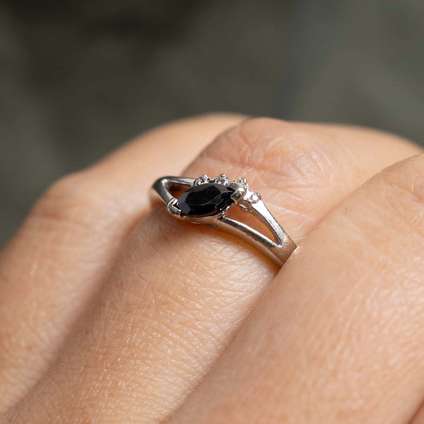 Marquise Cut Sapphire & Diamond Open Shank Ring | SZ 6.25