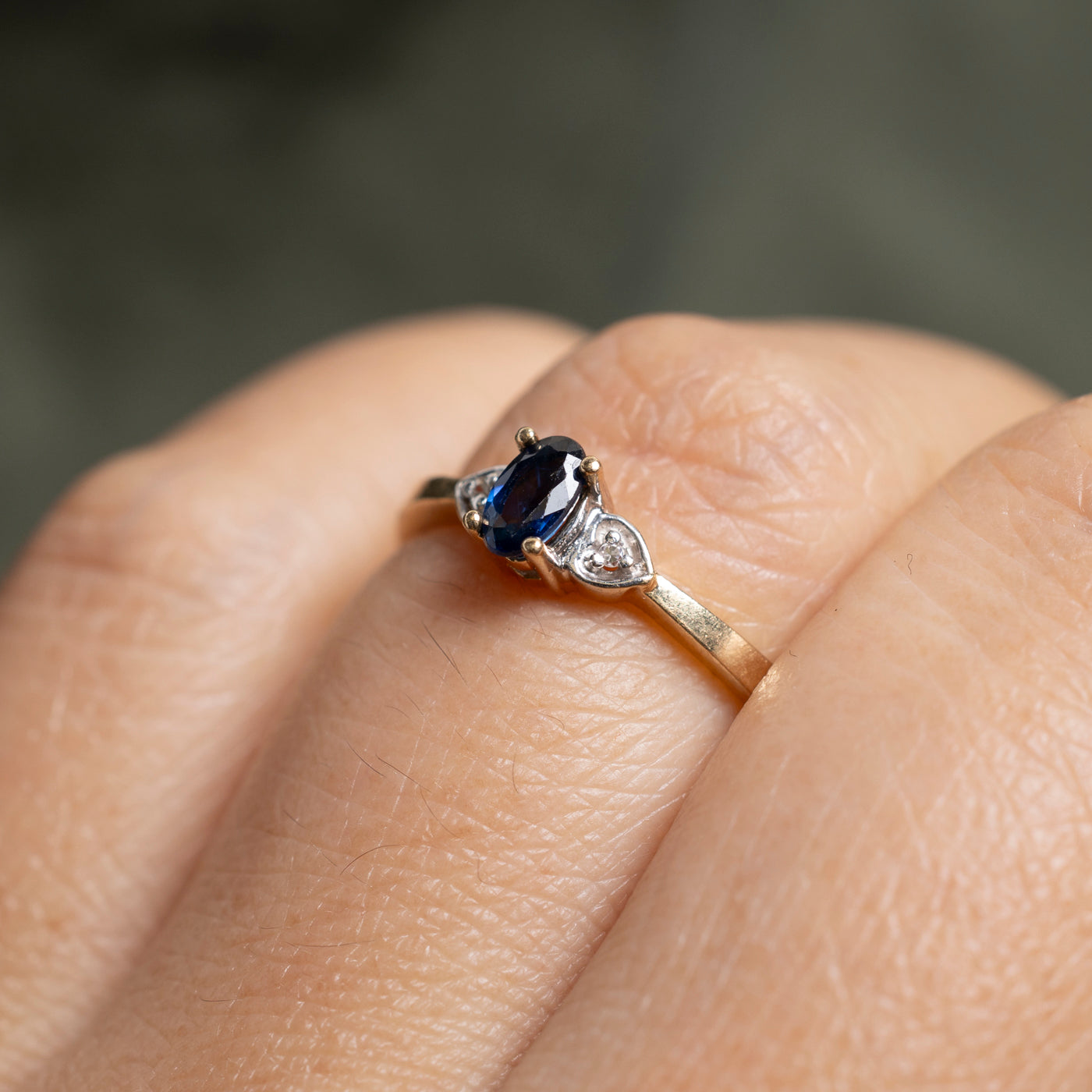 Oval Cut Sapphire & Diamond Accented Ring | SZ 6