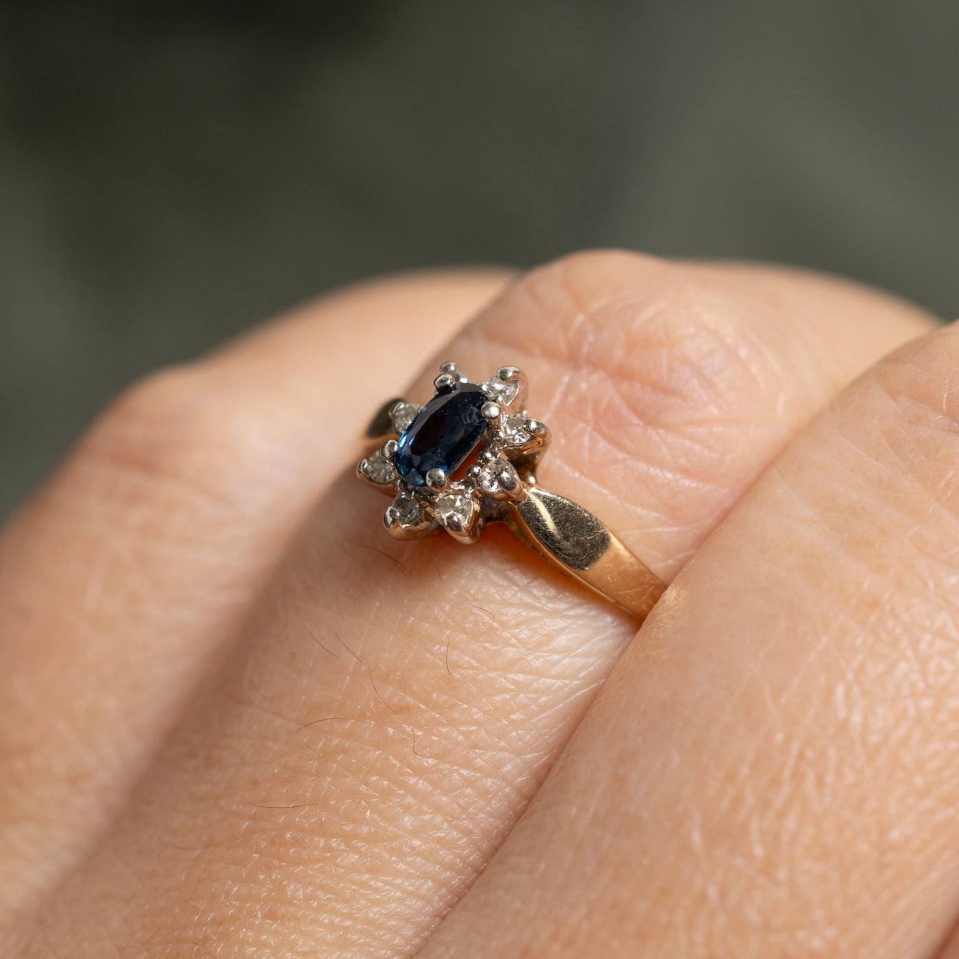 Sapphire & Diamond Petal Halo Ring | SZ 6.5