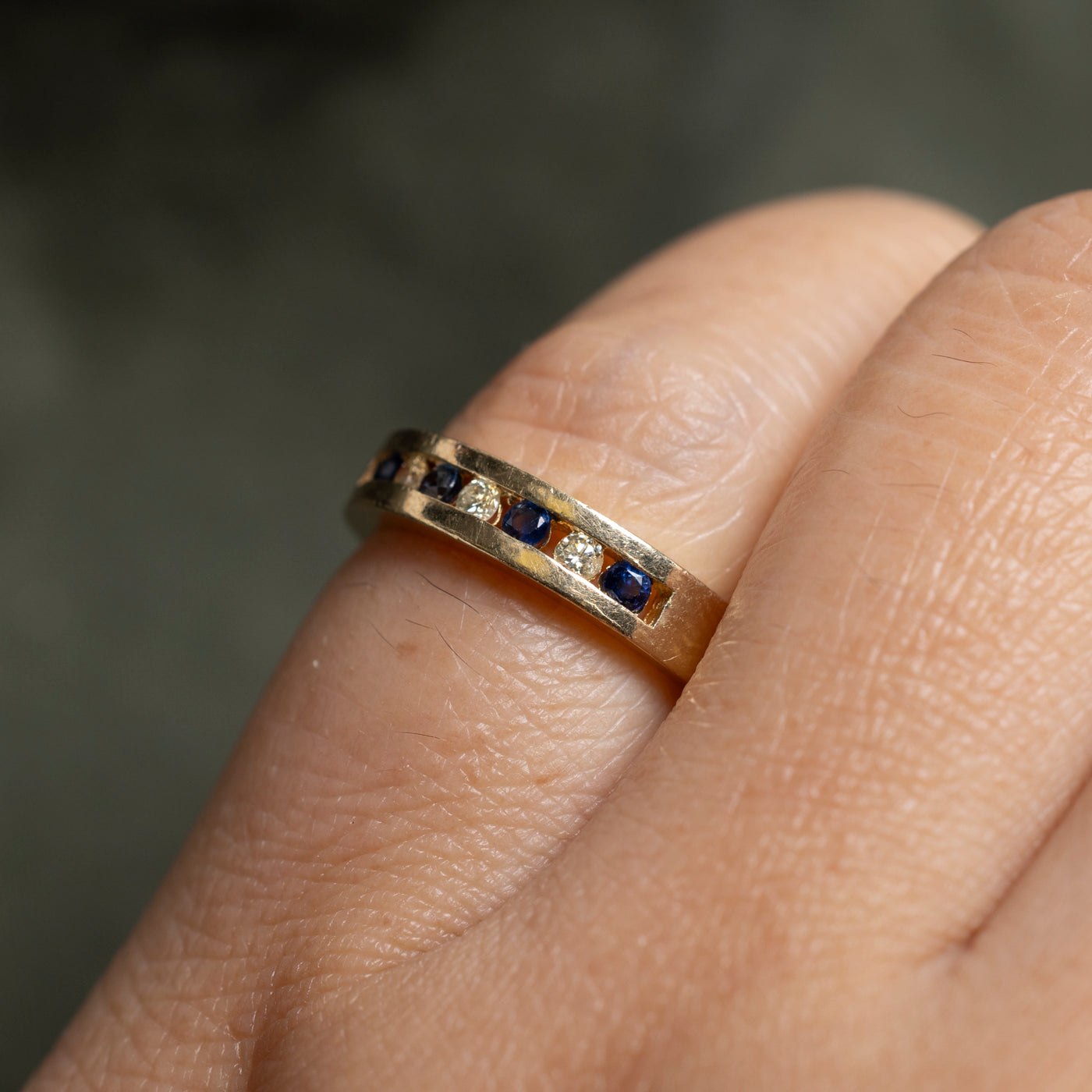 Semi Eternity Channel Set Diamond & Sapphire Band | SZ 4.5