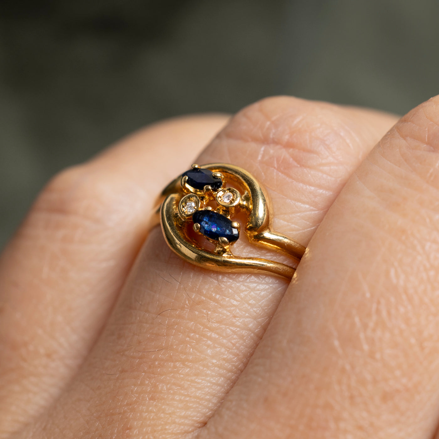 18k Sapphire & Diamond Cluster Openwork Ring | SZ 8