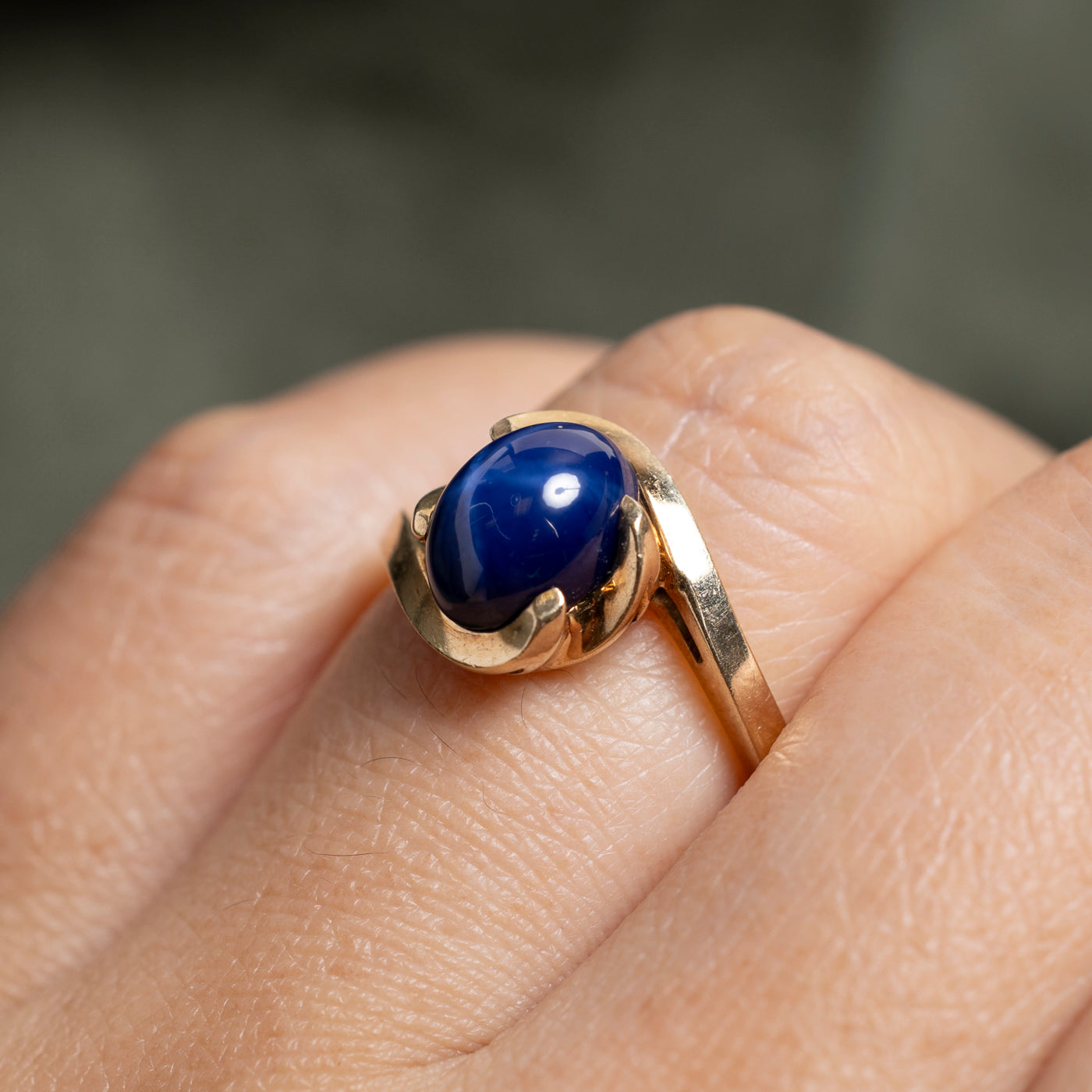 Synthetic Star Sapphire Bypass Ring | SZ 7