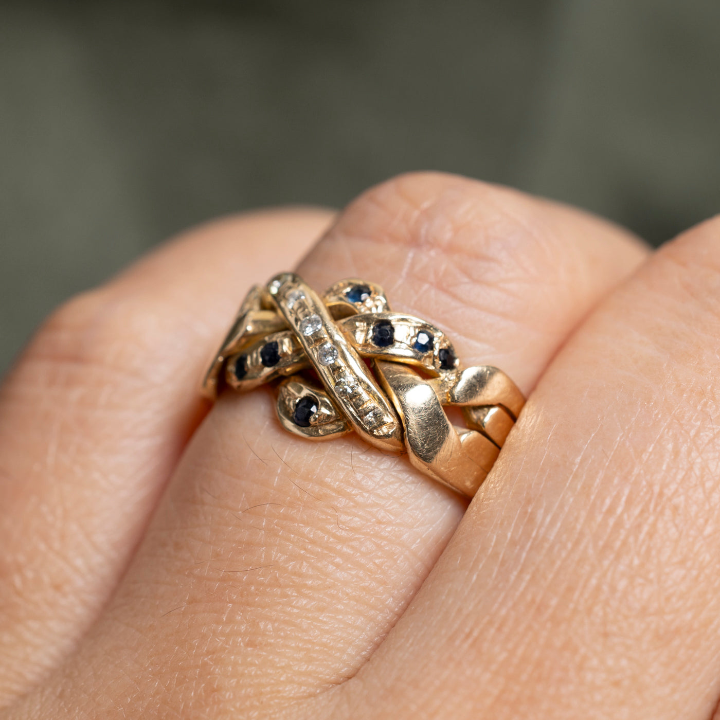 Bague puzzle saphir et diamants | Taille 6,75