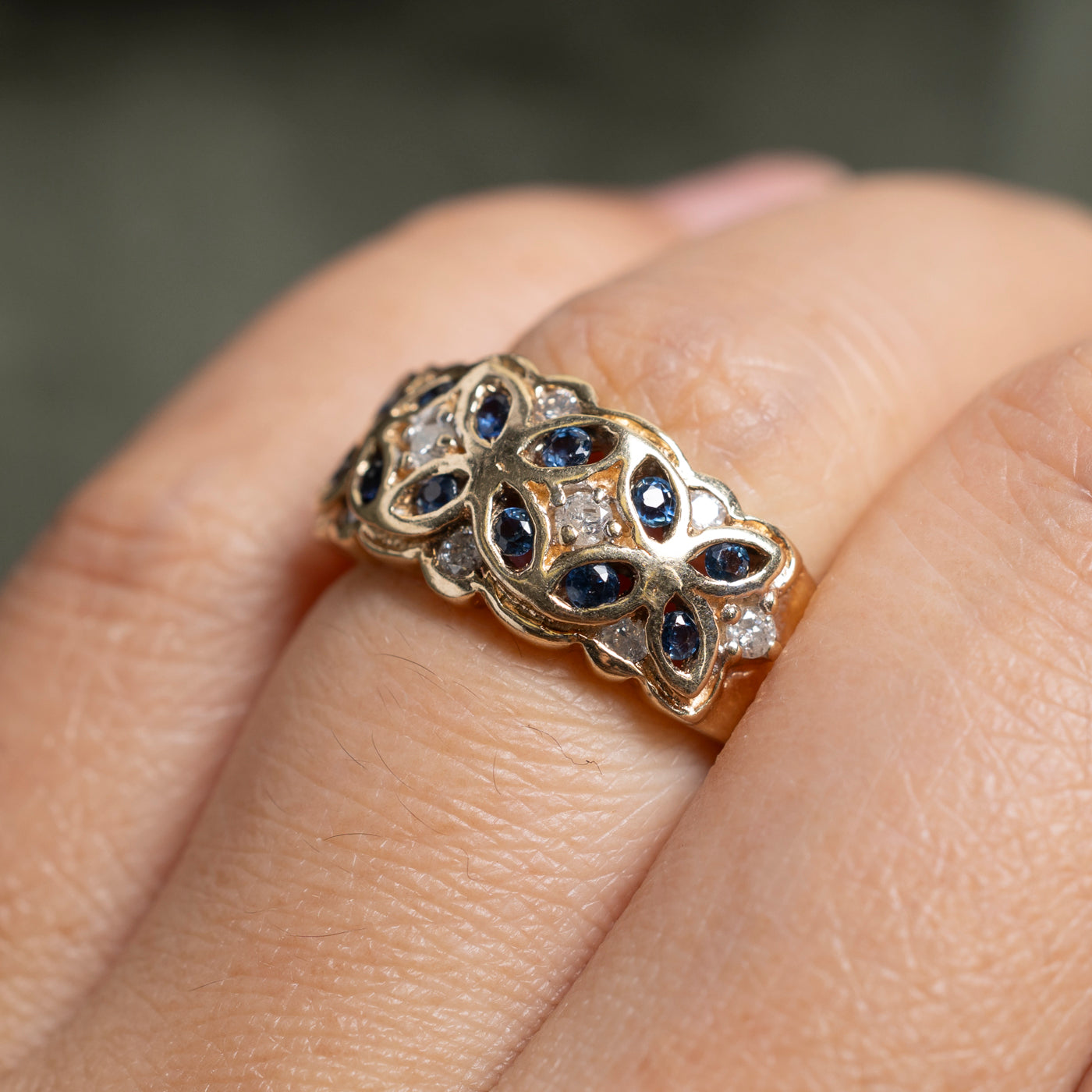Bague florale en saphir et diamants | Taille 5,75