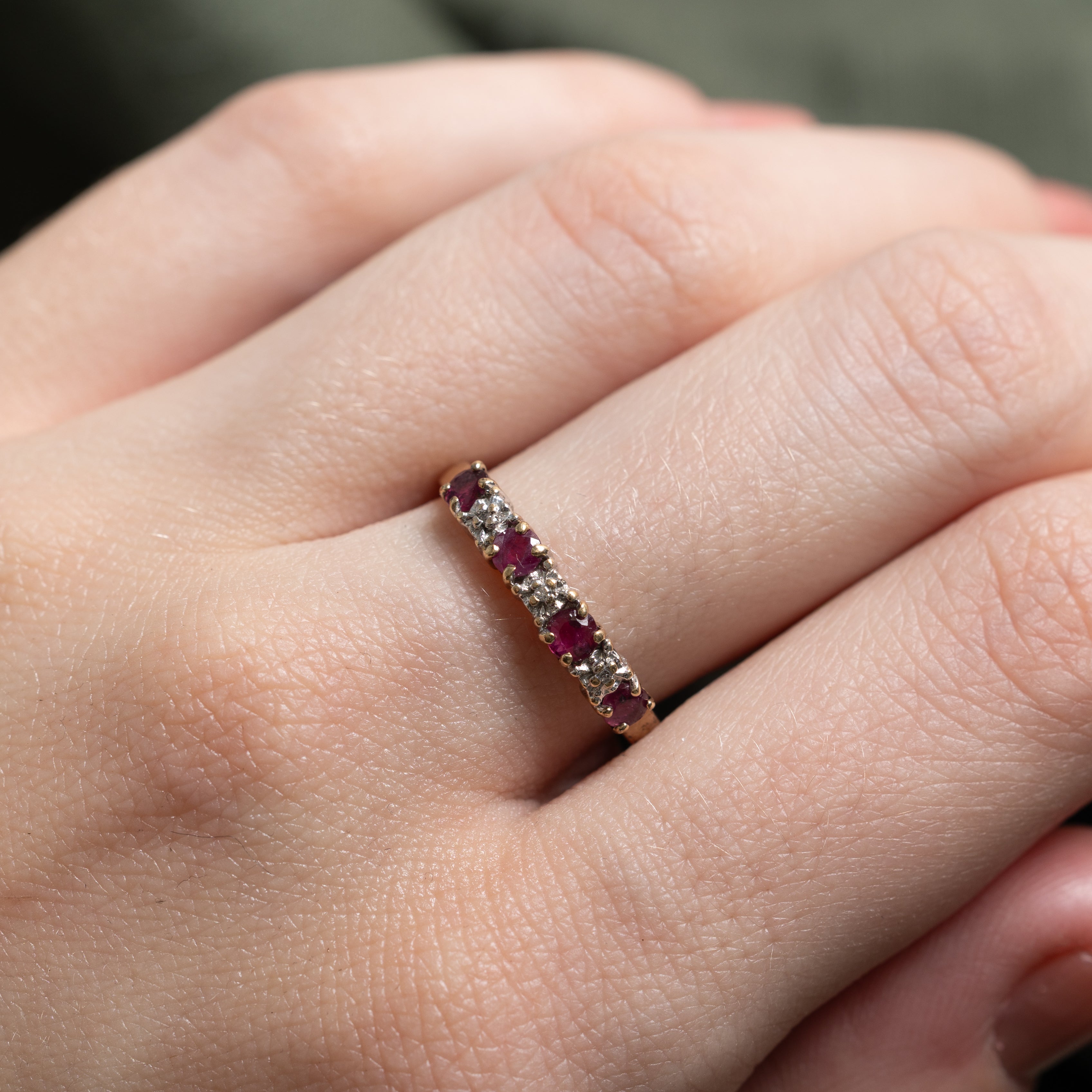 Semi Eternity Diamond & Ruby Band | SZ 7.5