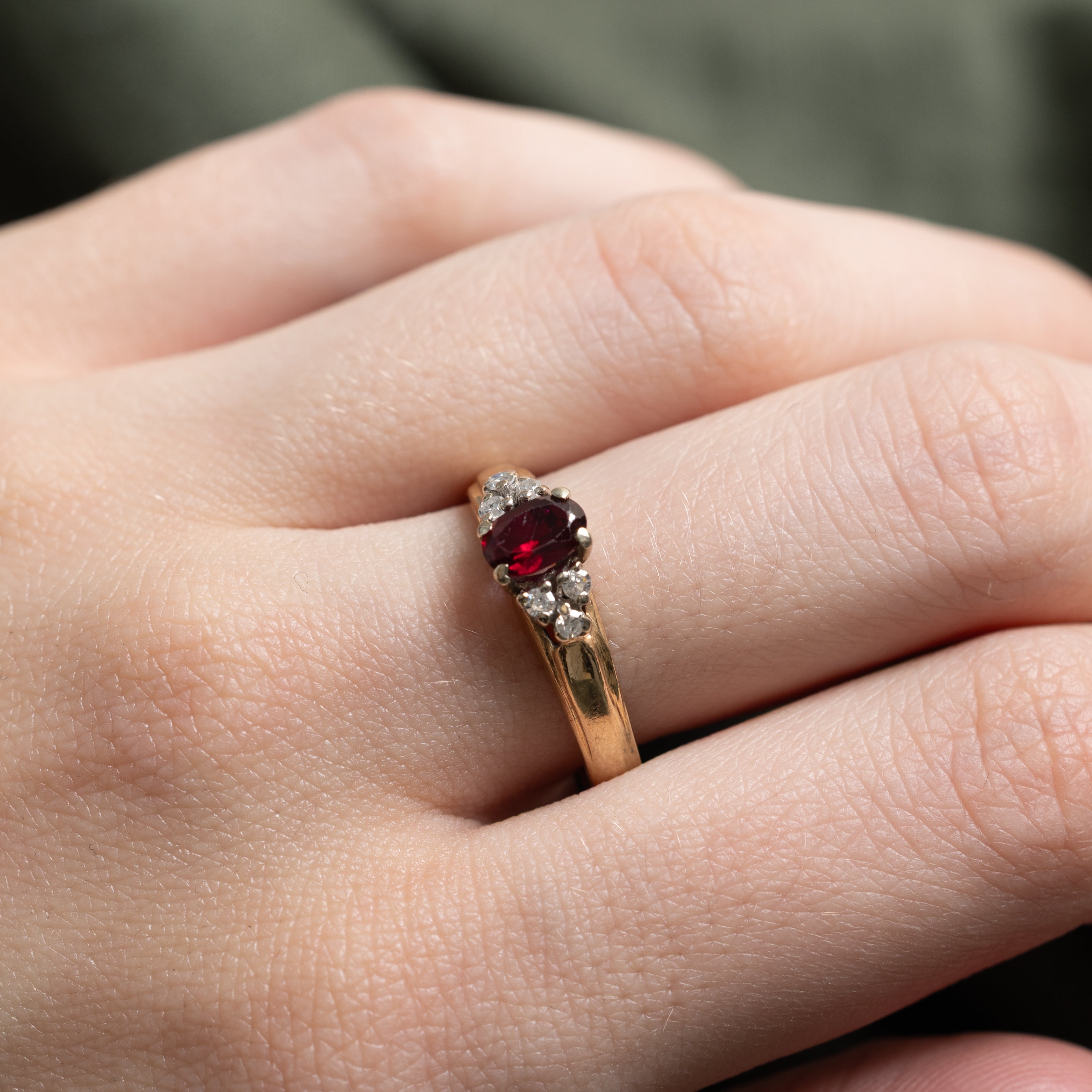 Oval Cut Ruby & Diamond Accented Ring | SZ 7.75
