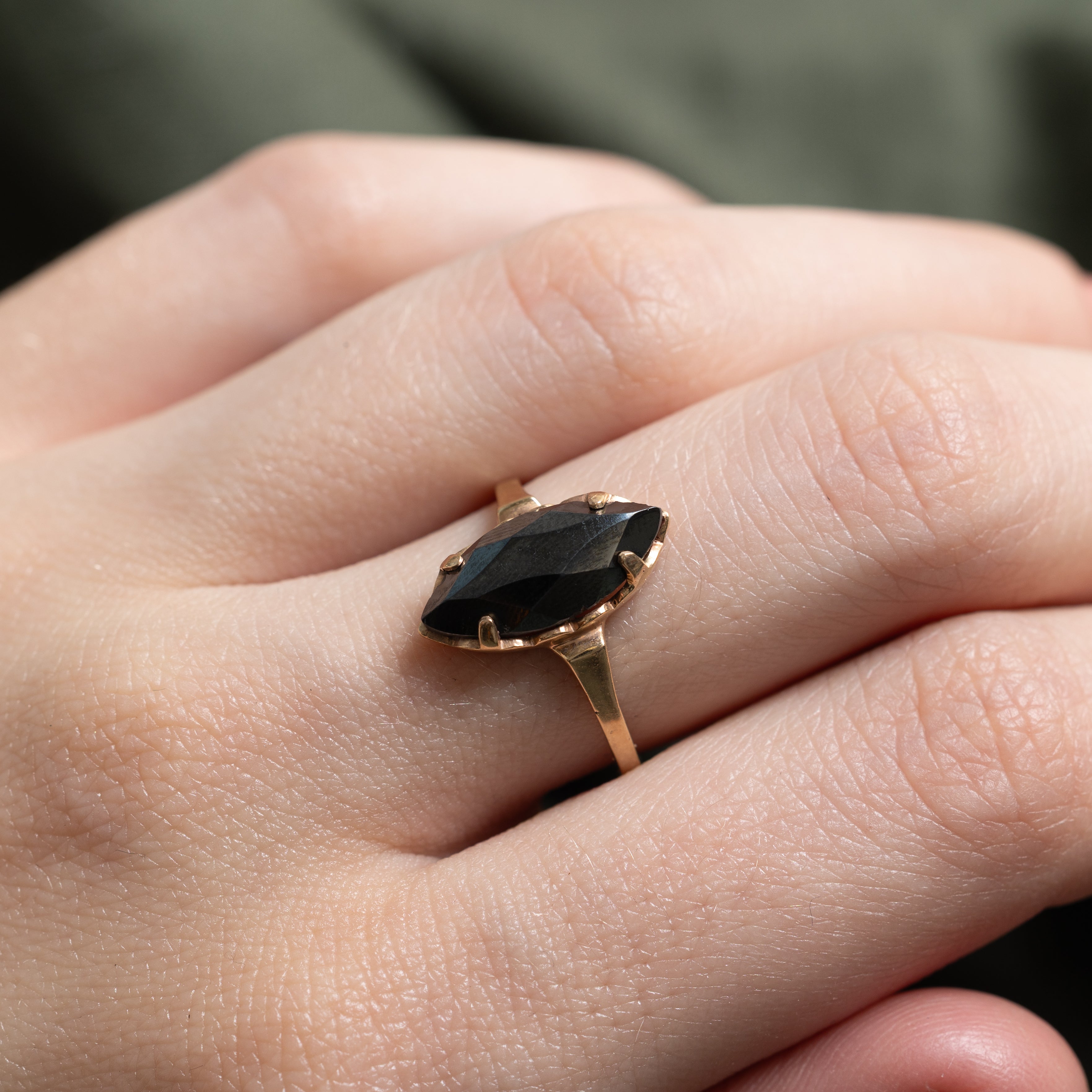 Hematite Navette Ring | SZ 6.5