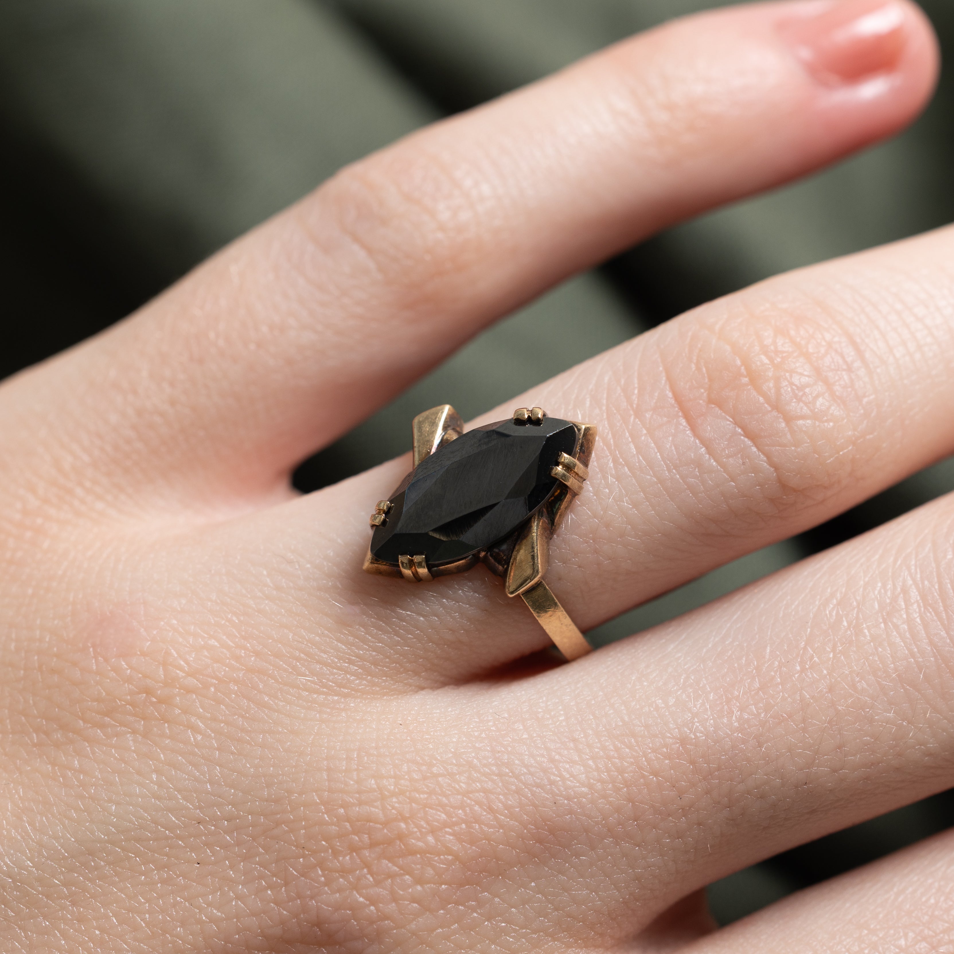 Hematite Bypass Navette Ring | SZ 6.25