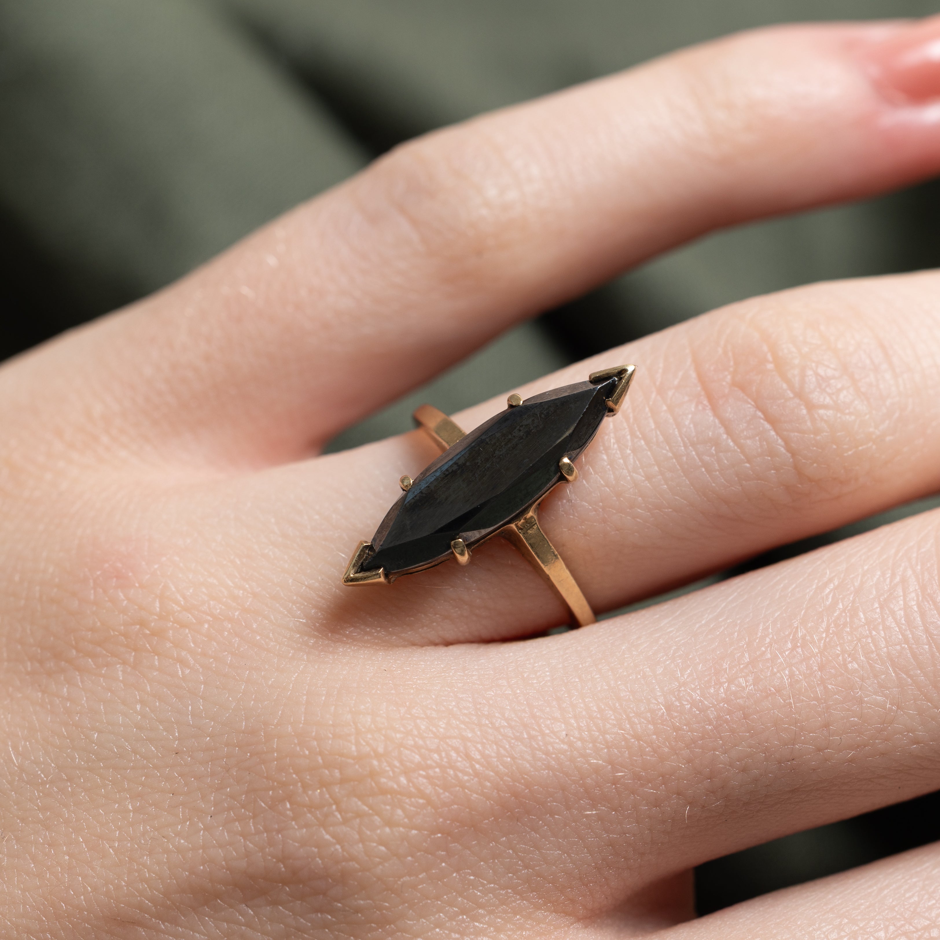 Hematite Navette Ring | SZ 5.5