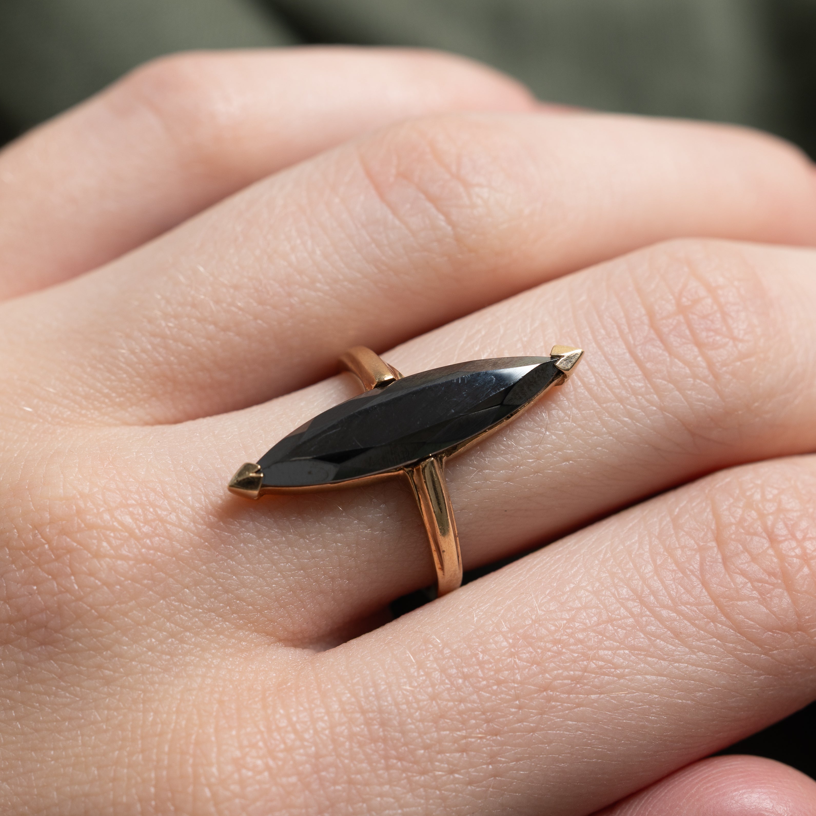 Hematite Navette Ring | SZ 6