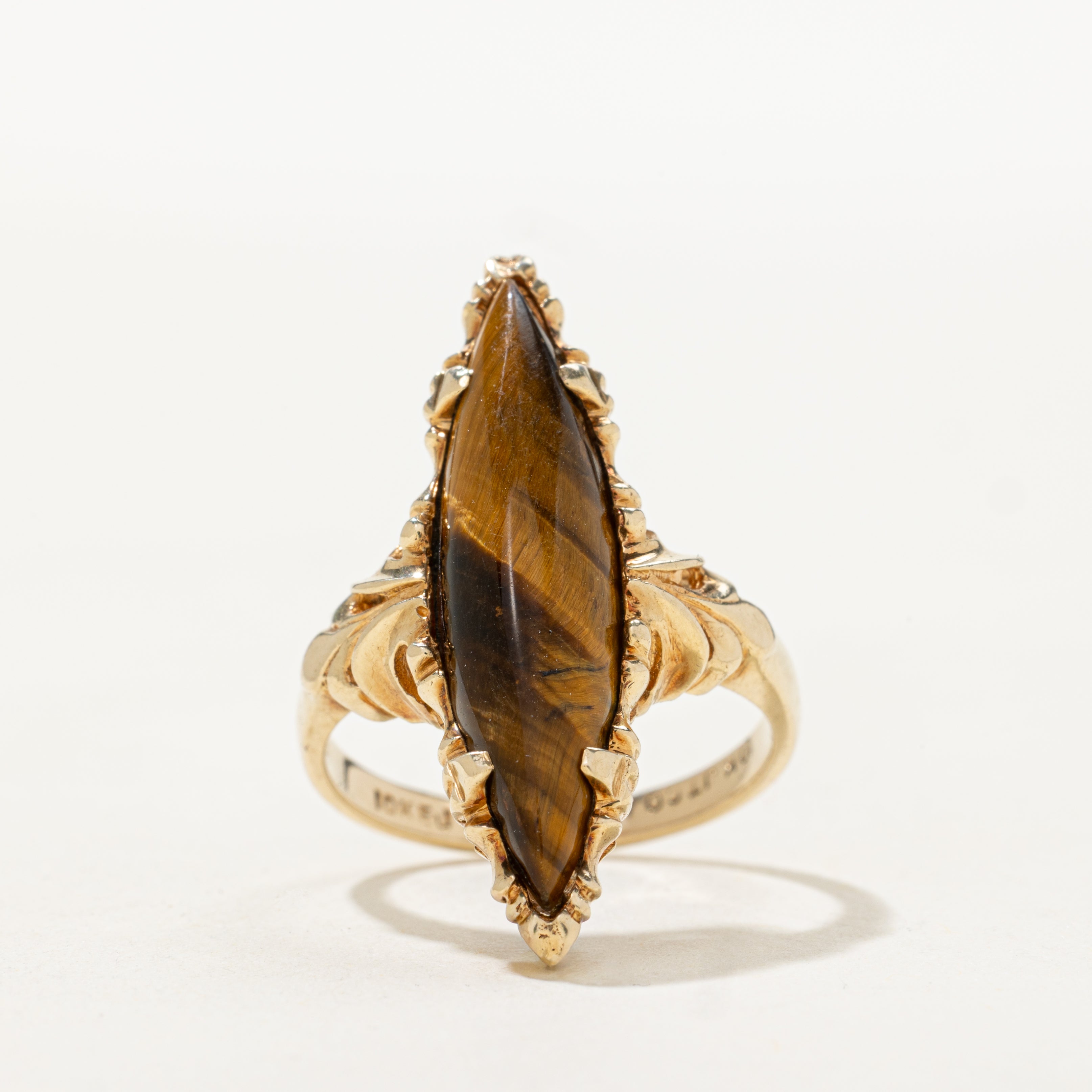 Tiger's Eye Navette Ring | SZ 6.5