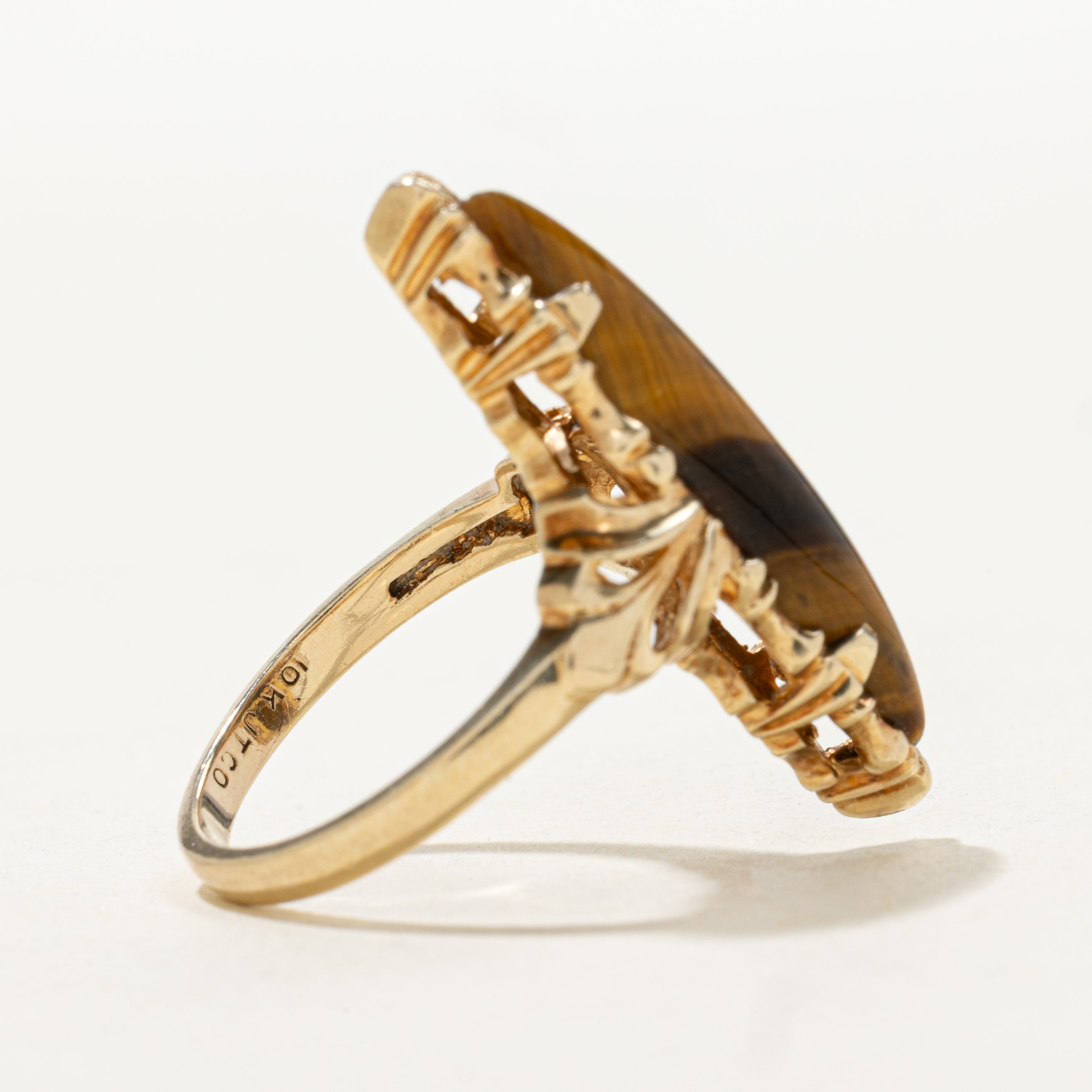 Tiger's Eye Navette Ring | SZ 6.5