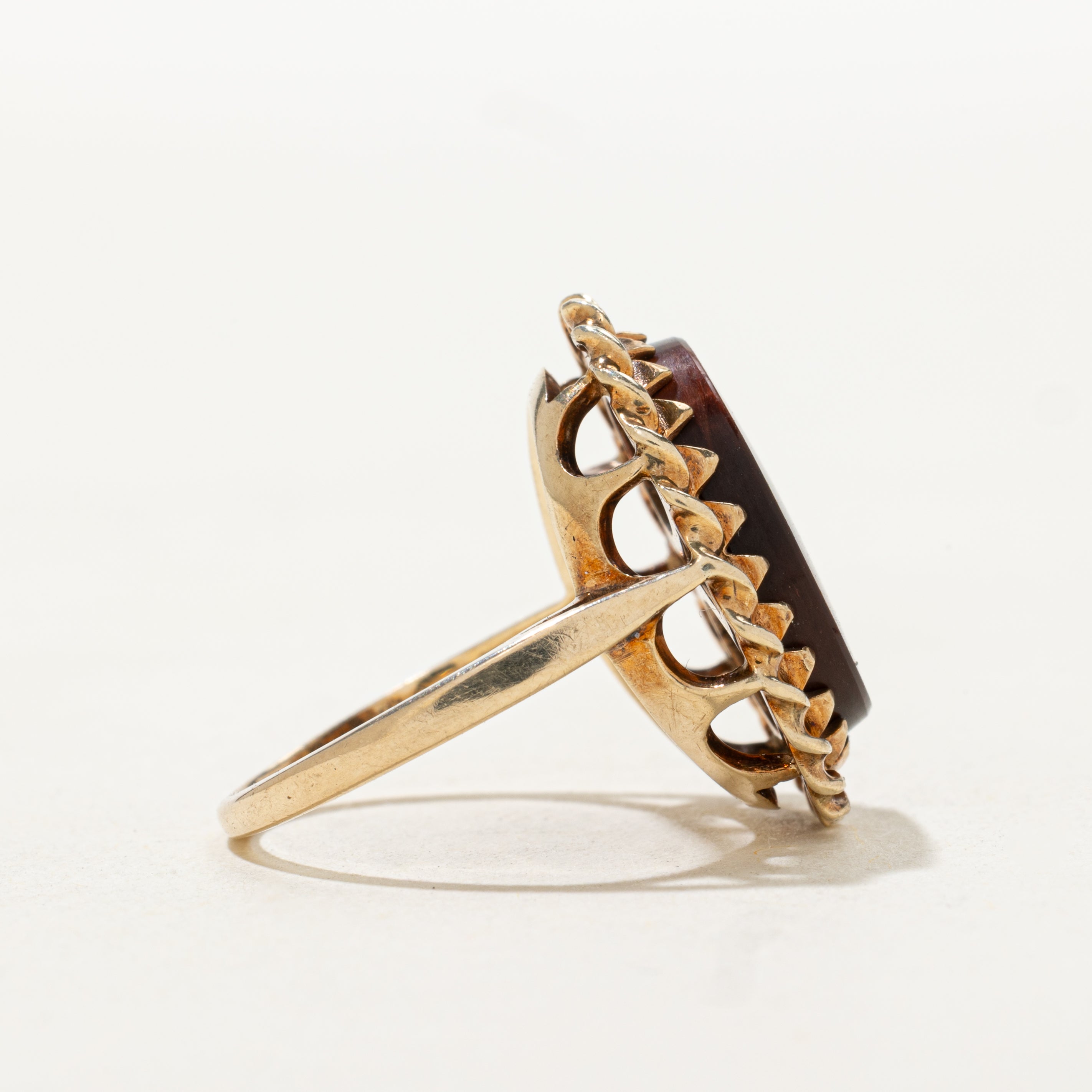 Oval Cut Tigers Eye Textured Cocktail Ring | SZ 4.75