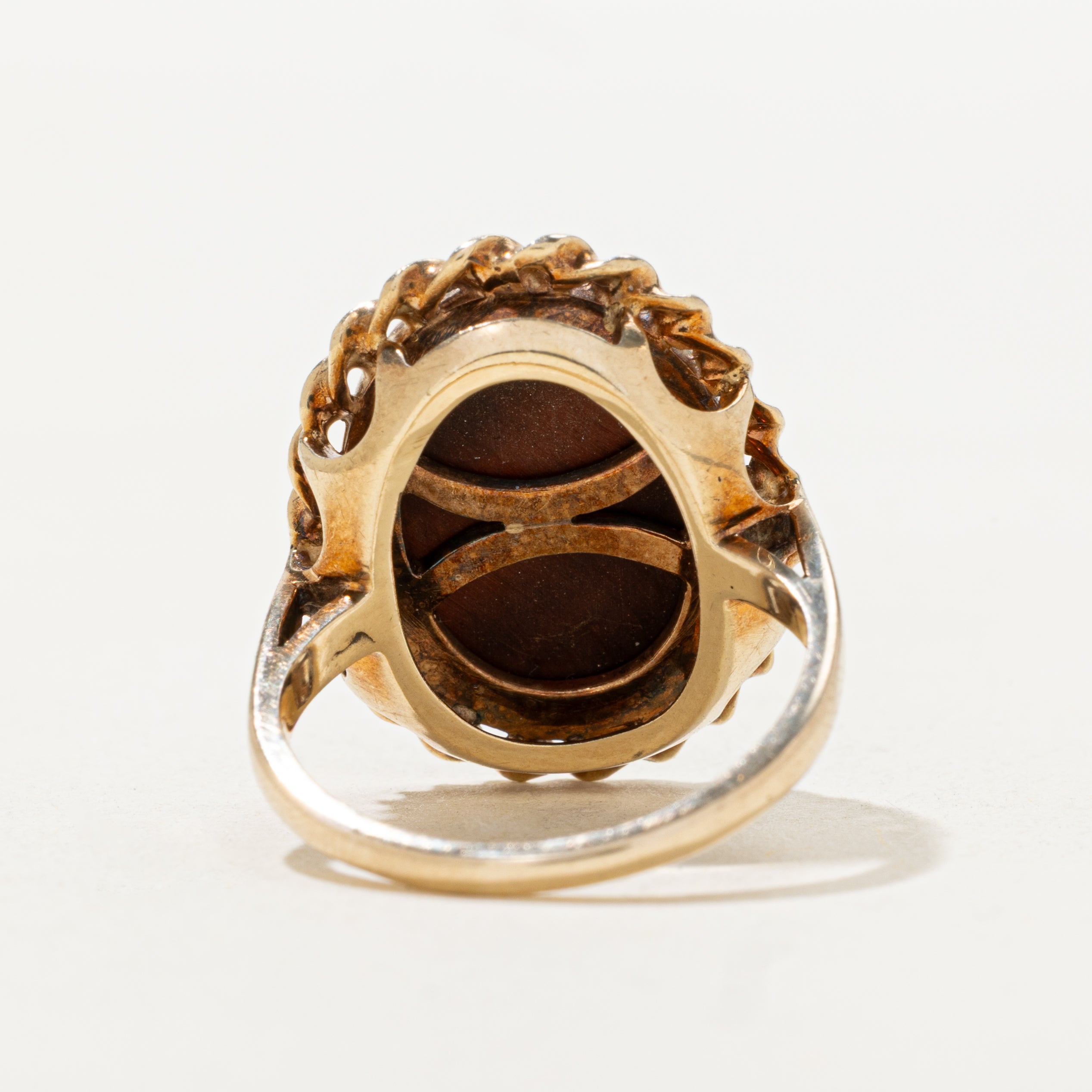 Oval Cut Tigers Eye Textured Cocktail Ring | SZ 4.75