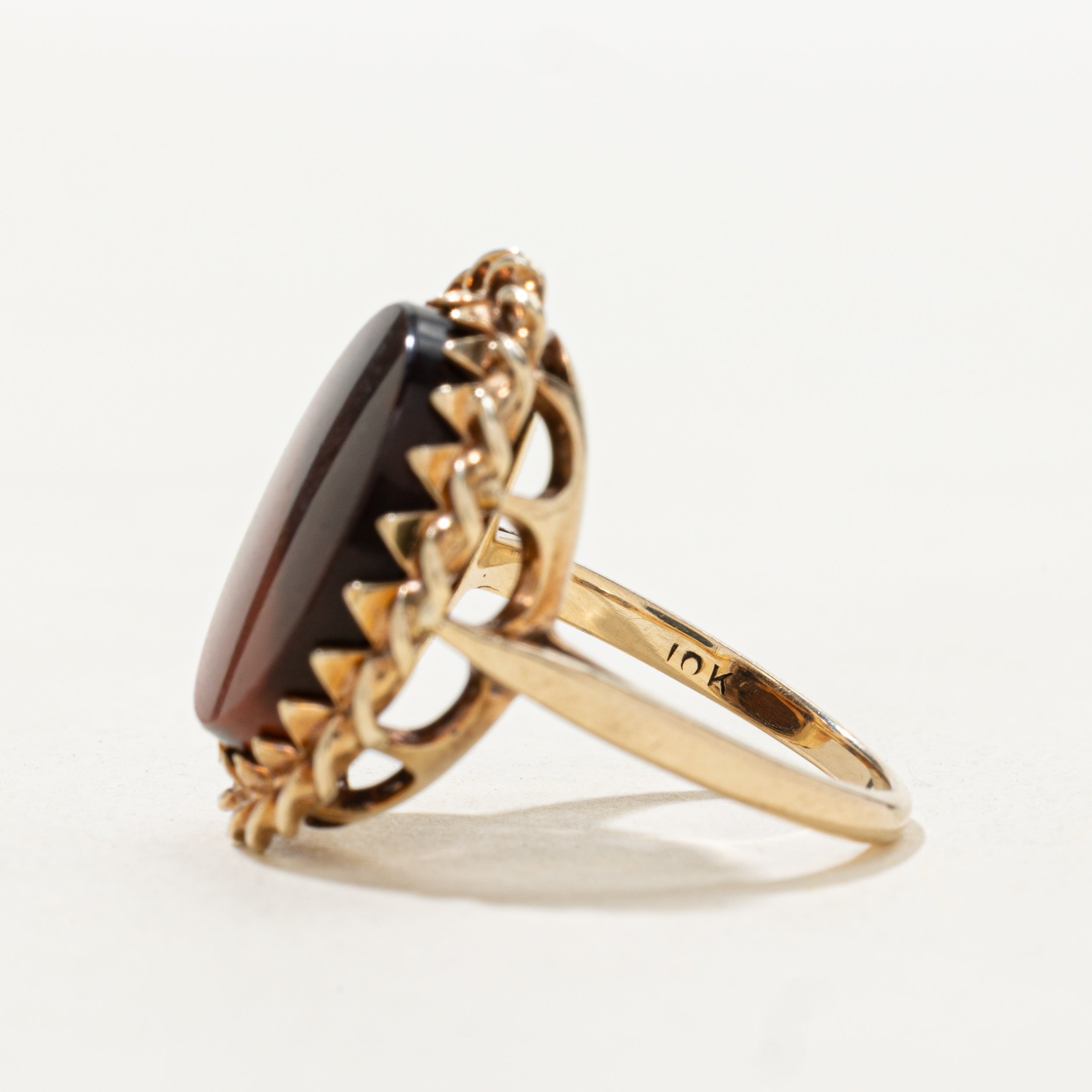 Oval Cut Tigers Eye Textured Cocktail Ring | SZ 4.75