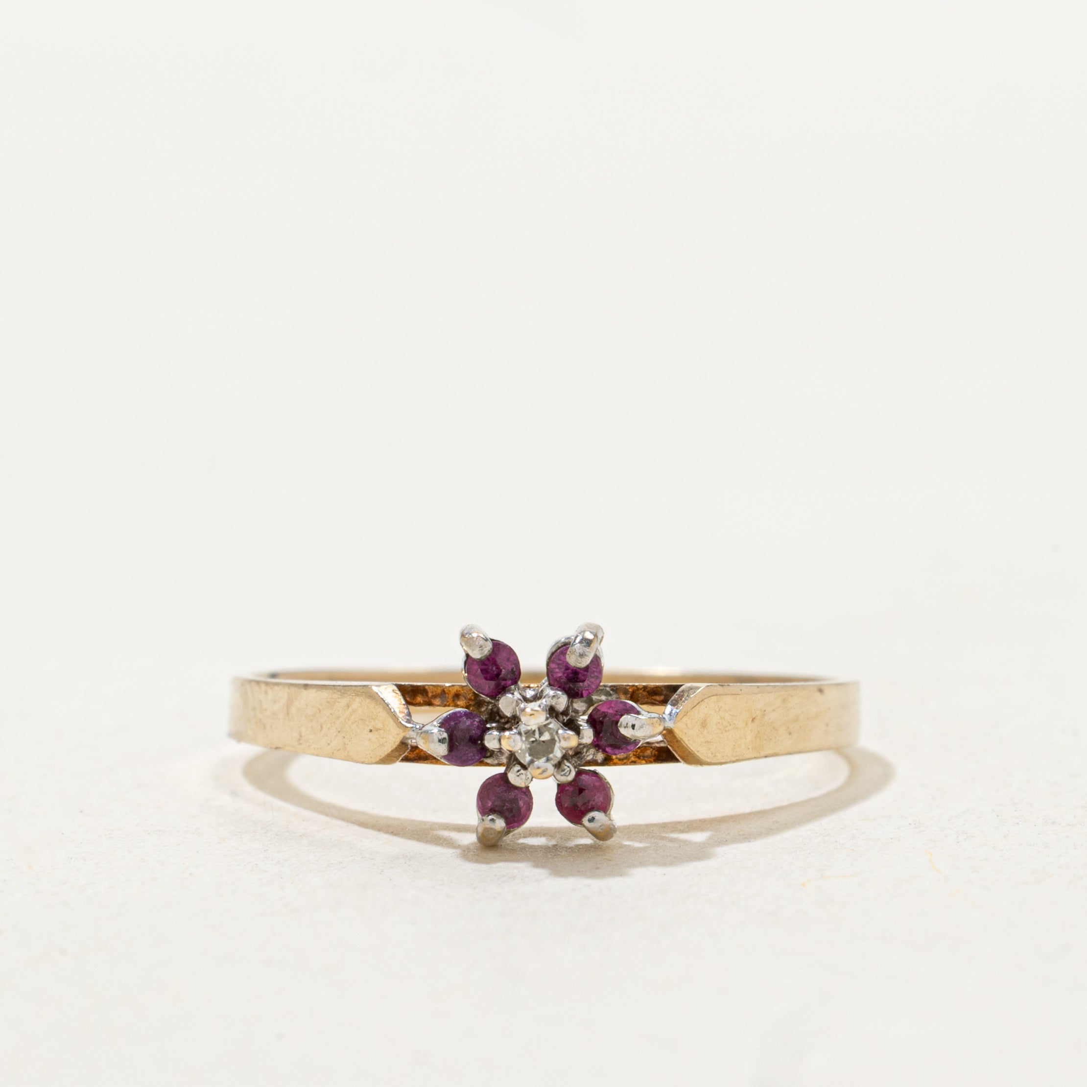 Diamond & Ruby Petal Ring | SZ 6.75