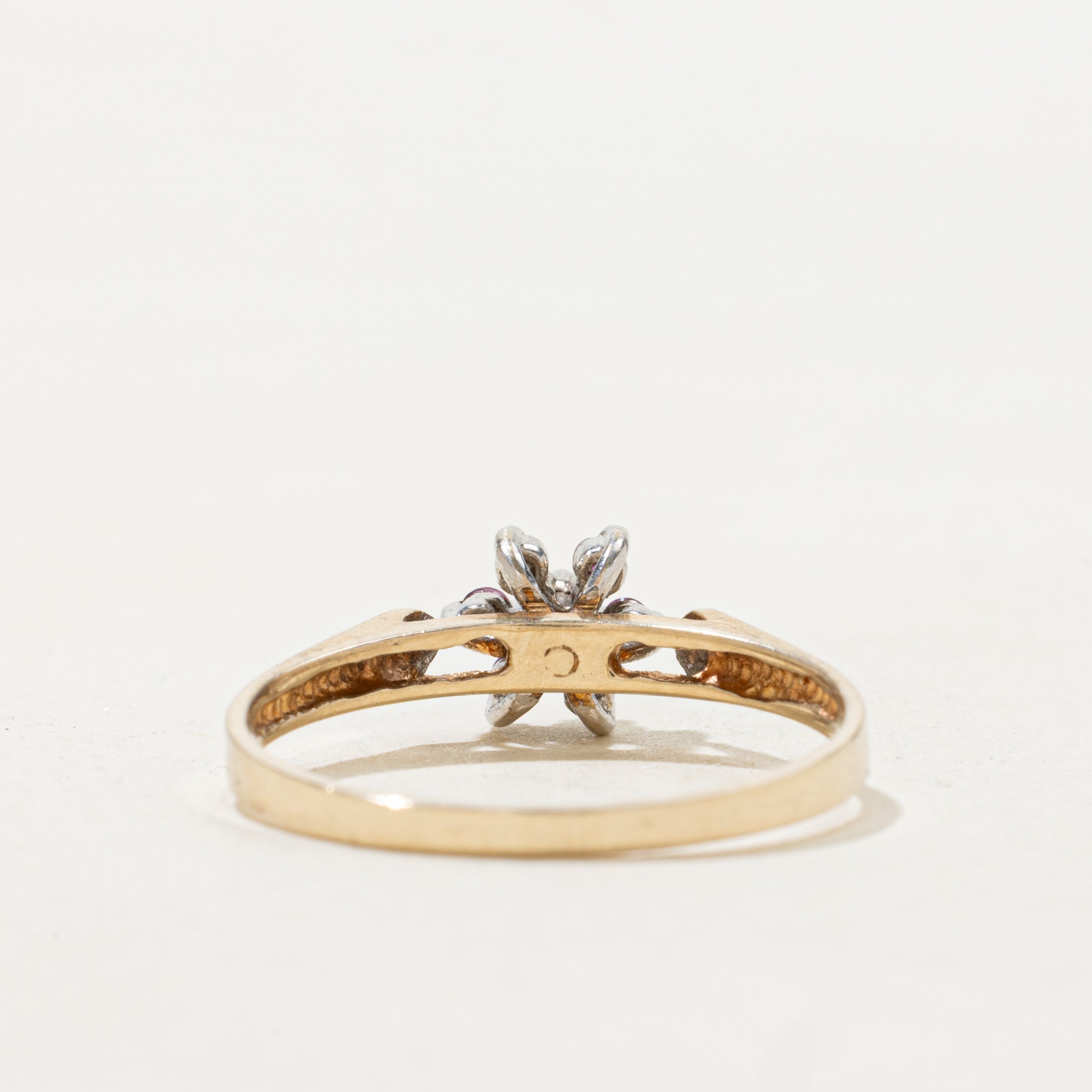 Diamond & Ruby Petal Ring | SZ 6.75