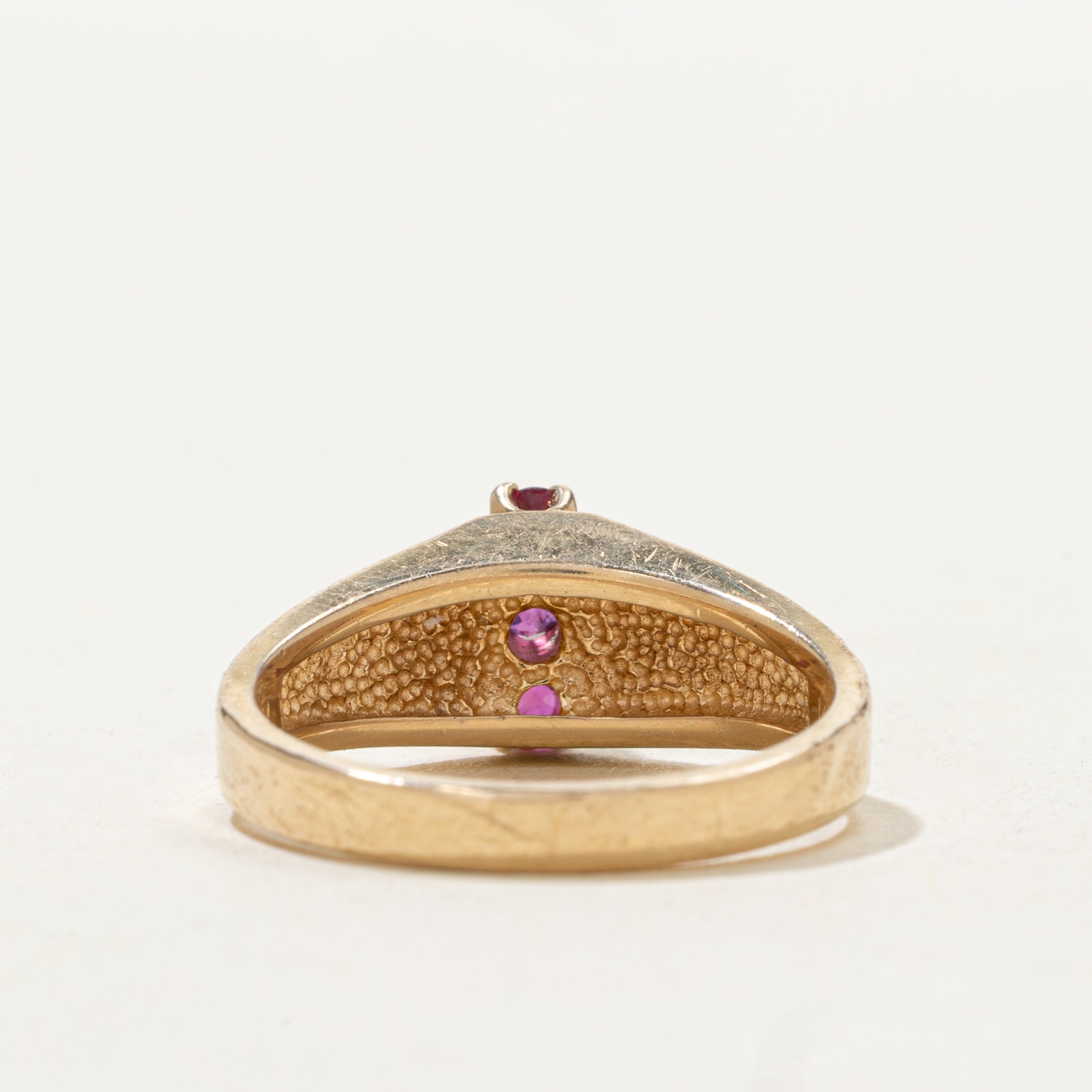 Three Stone Ruby Column Tapered Ring | SZ 6.25